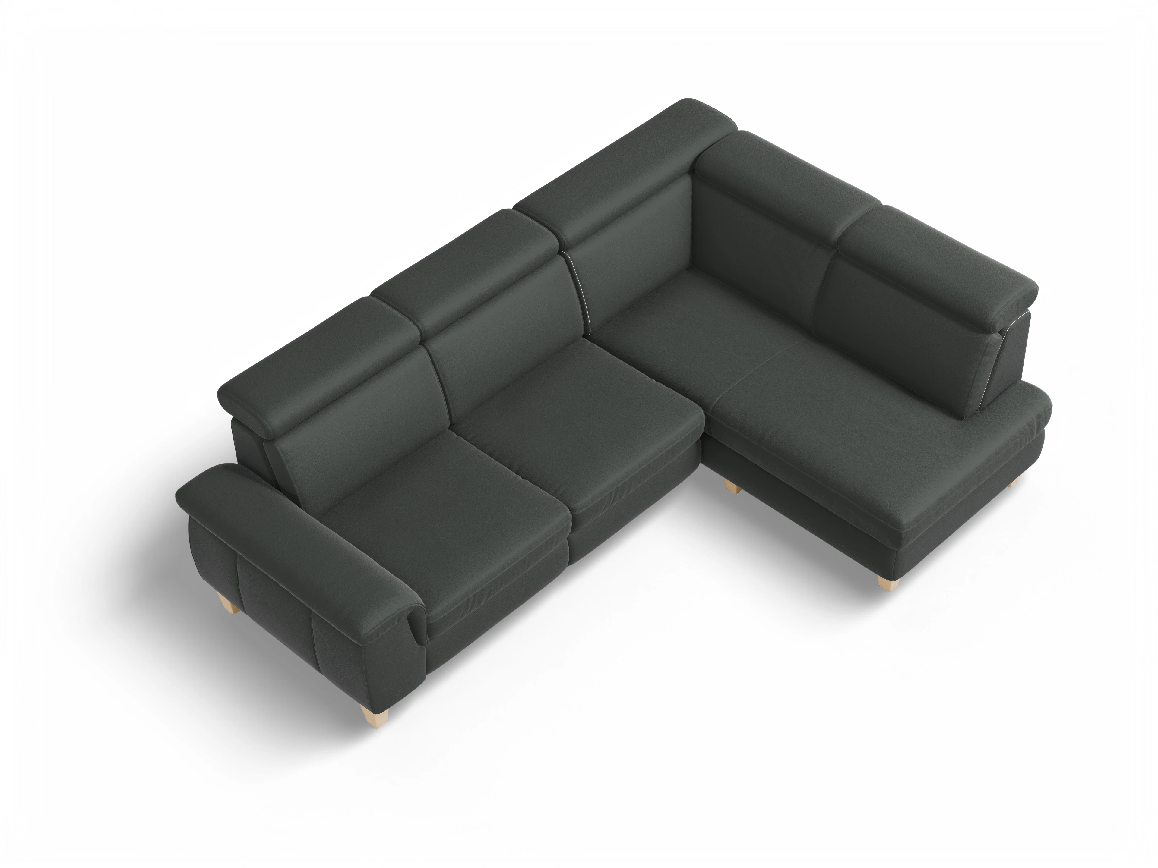 München KO Medium R Ansicht des Produktes München Ecksofa rechts Abschluss offen in Leder Grau