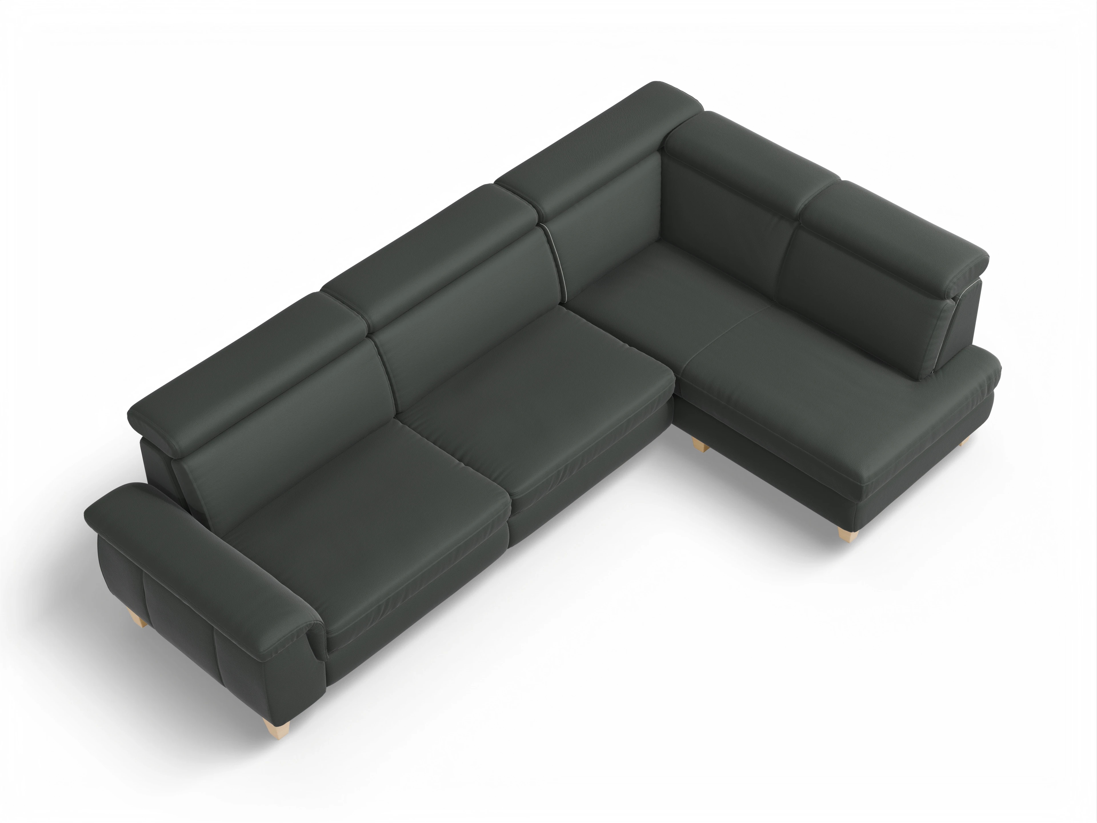 Ansicht des Produktes München Ecksofa rechts Abschluss offen in Leder Grau