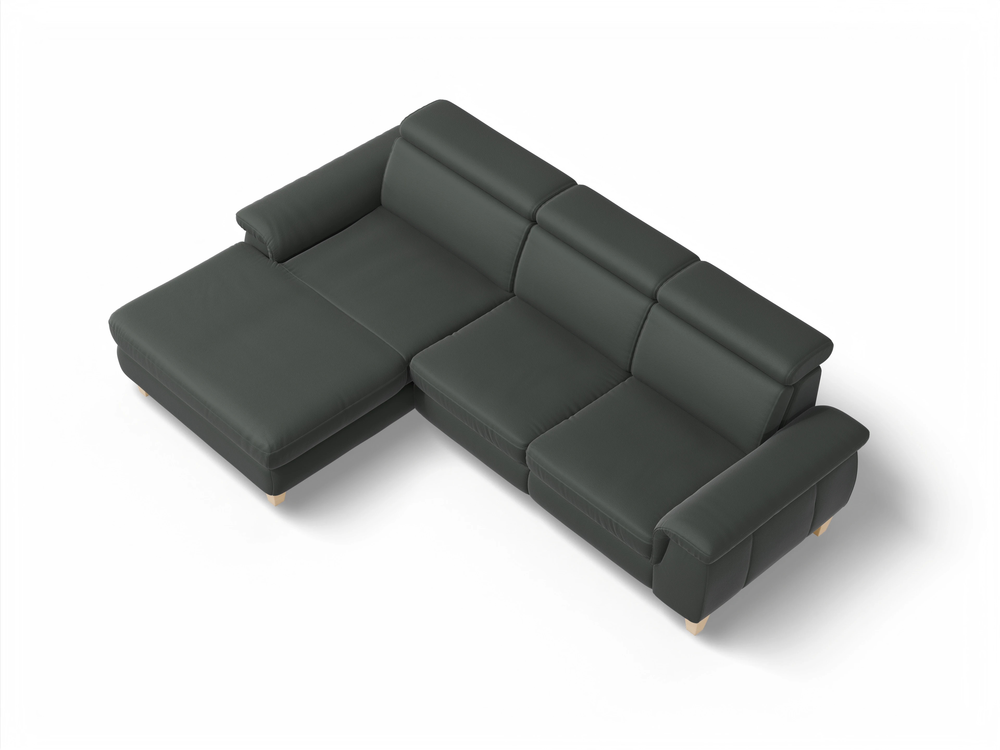 Ansicht des Produktes München Ecksofa links Abschluss offen in Leder Grau