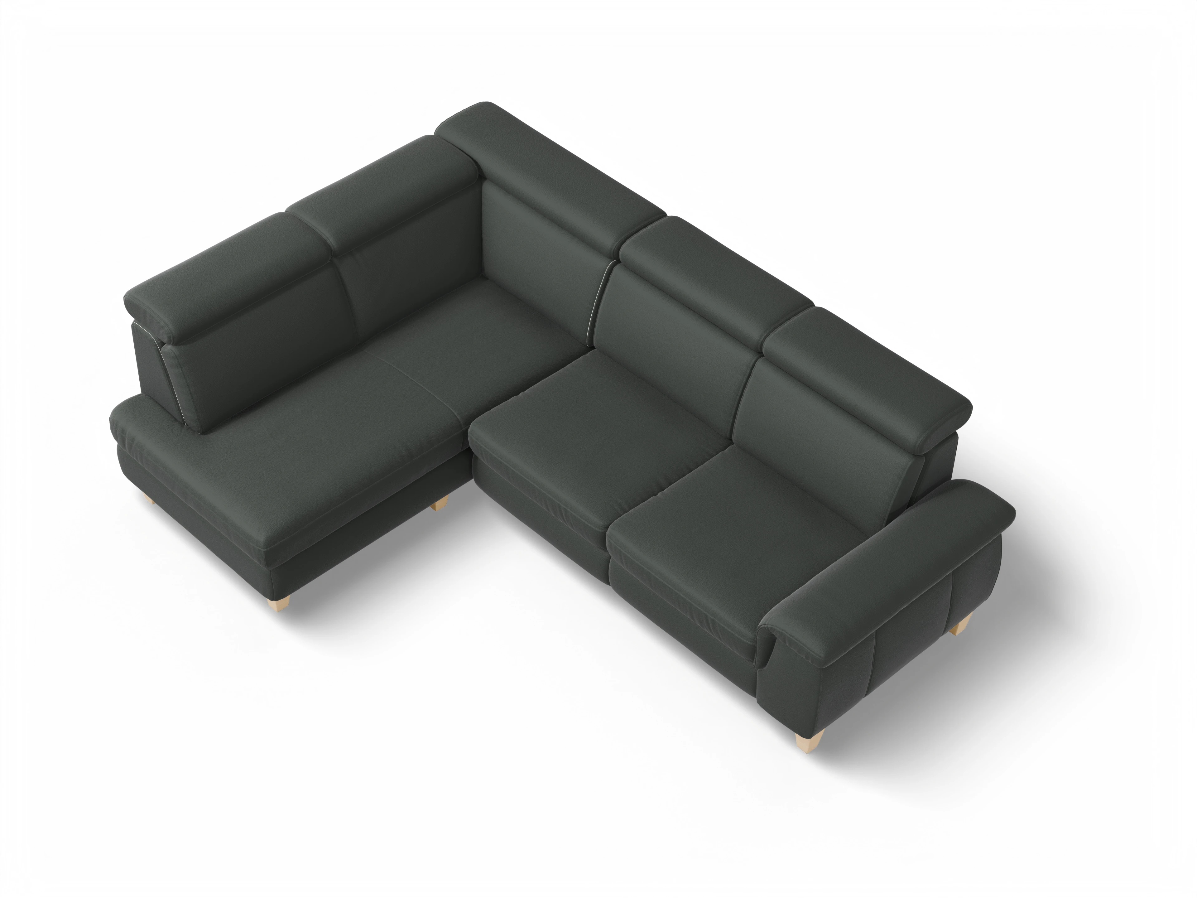 Ansicht des Produktes München Ecksofa links Abschluss offen in Leder Grau