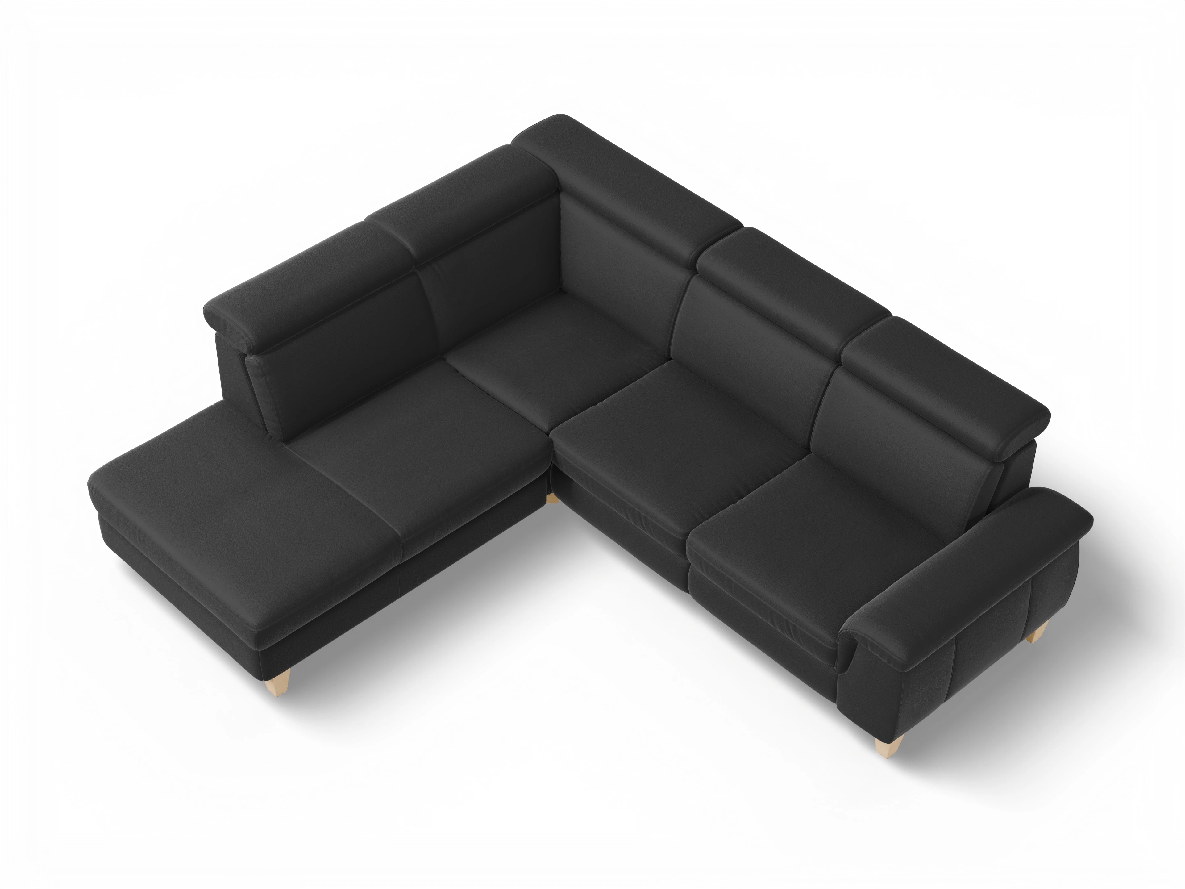München 1AH WEkl Medium L Ansicht des Produktes München Ecksofa links mit Armlehne in Leder Schwarz