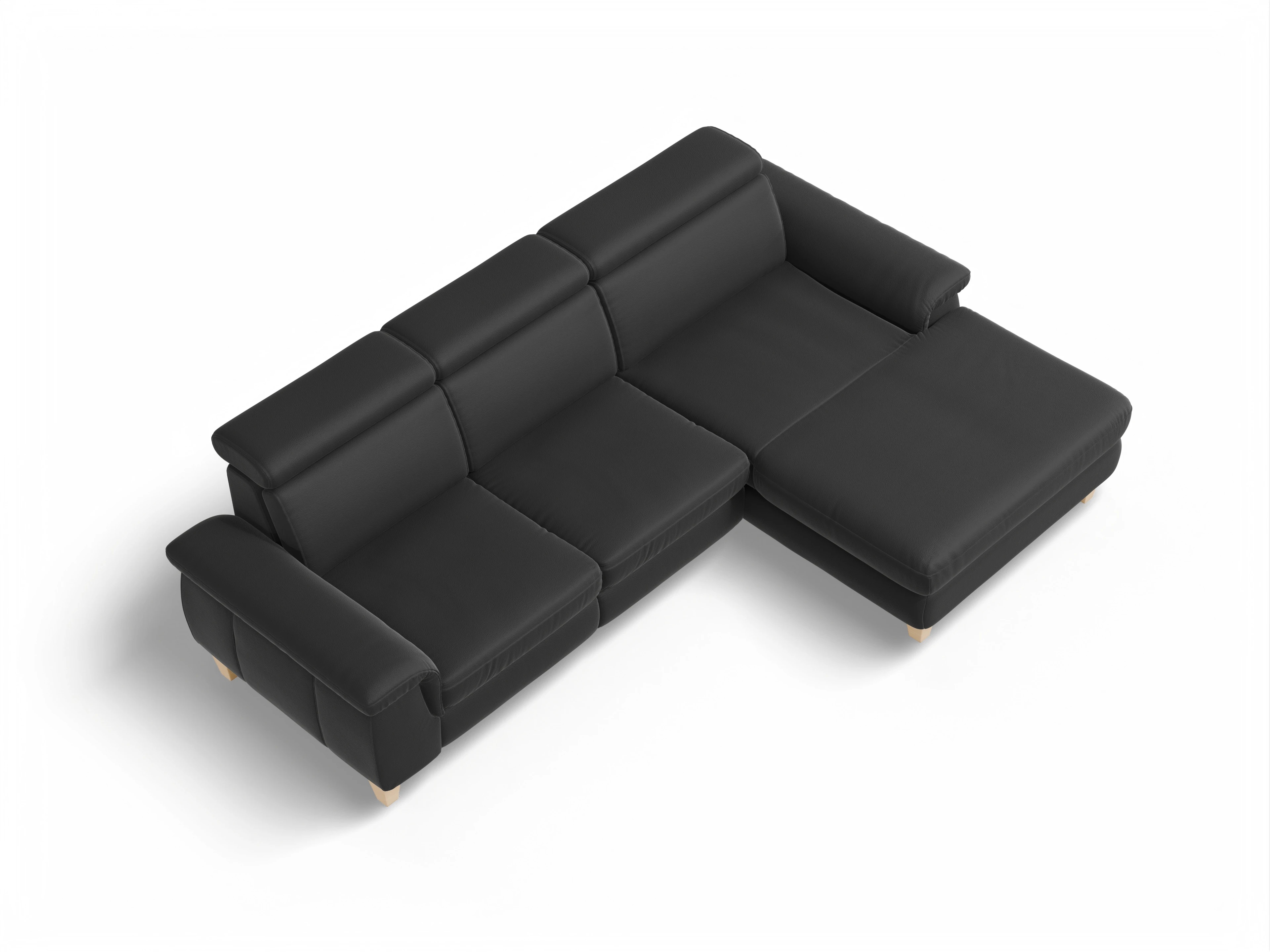 München LOgroß Medium R Ansicht des Produktes München Ecksofa rechts Abschluss offen in Leder Schwarz