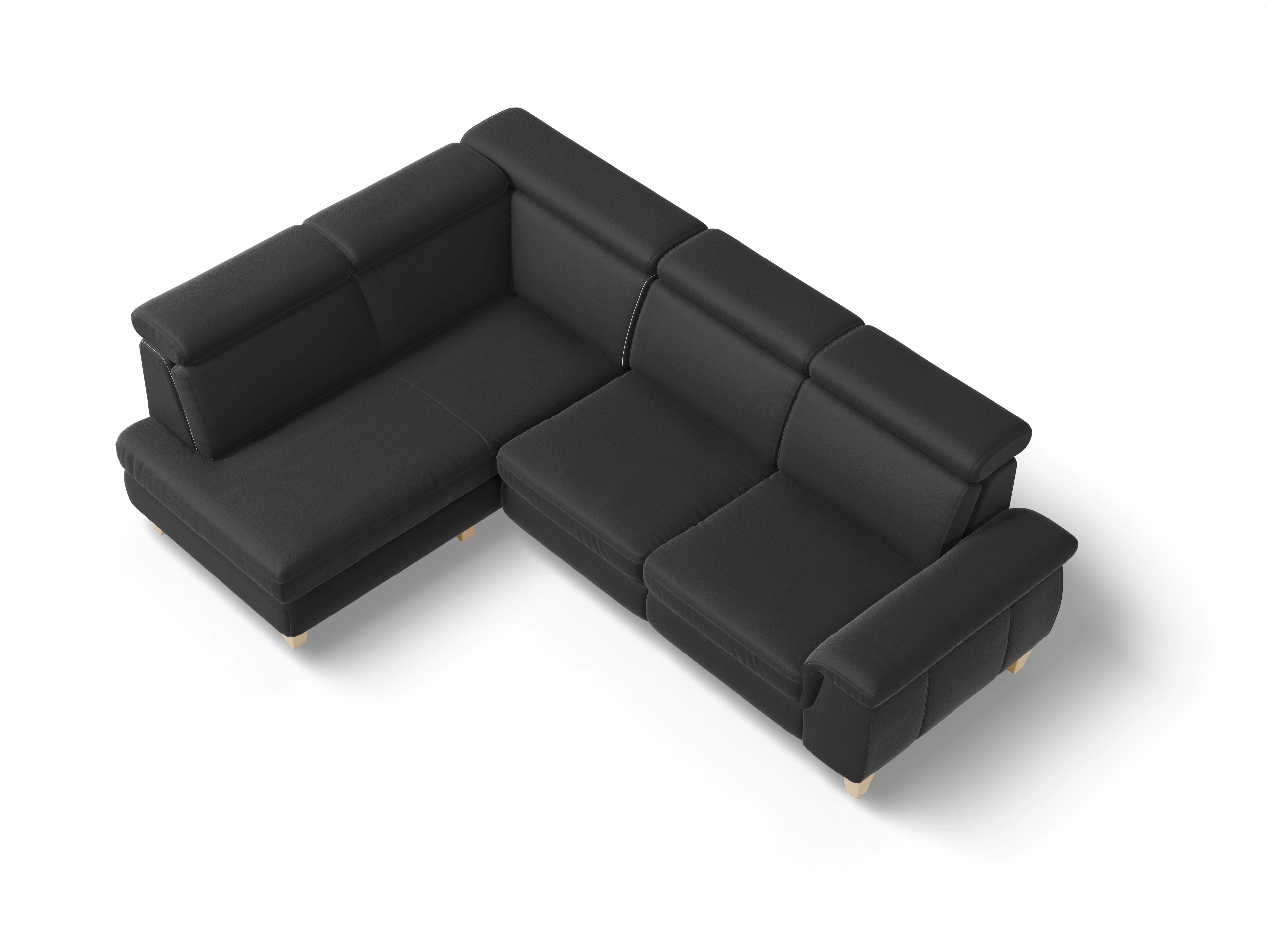 München KO Medium L Ansicht des Produktes München Ecksofa links Abschluss offen in Leder Schwarz