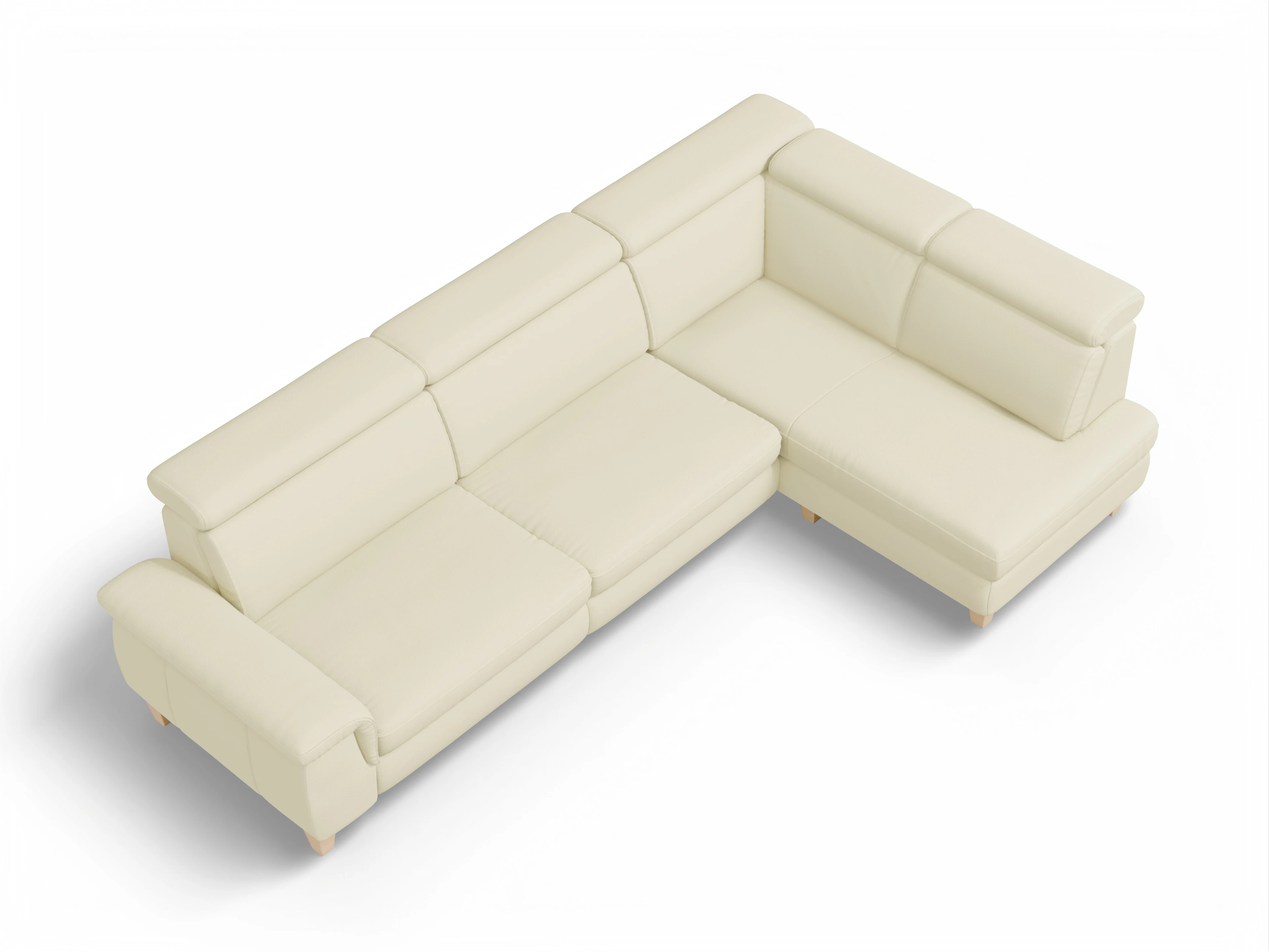 Ansicht des Produktes München Ecksofa rechts Abschluss offen in Leder Grau