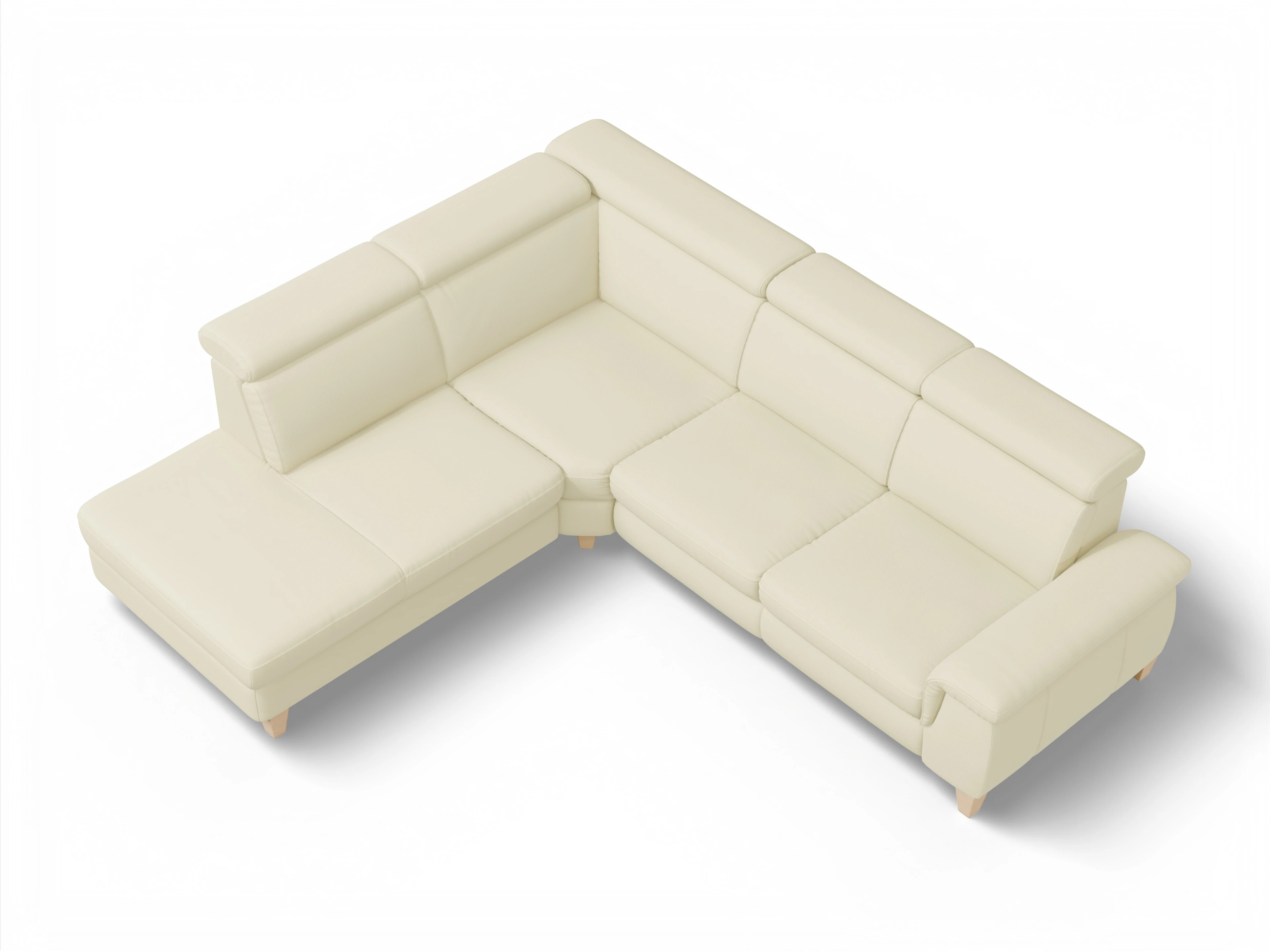 München 1Aho WE Small L Ansicht des Produktes München Ecksofa links Abschluss offen in Leder Grau