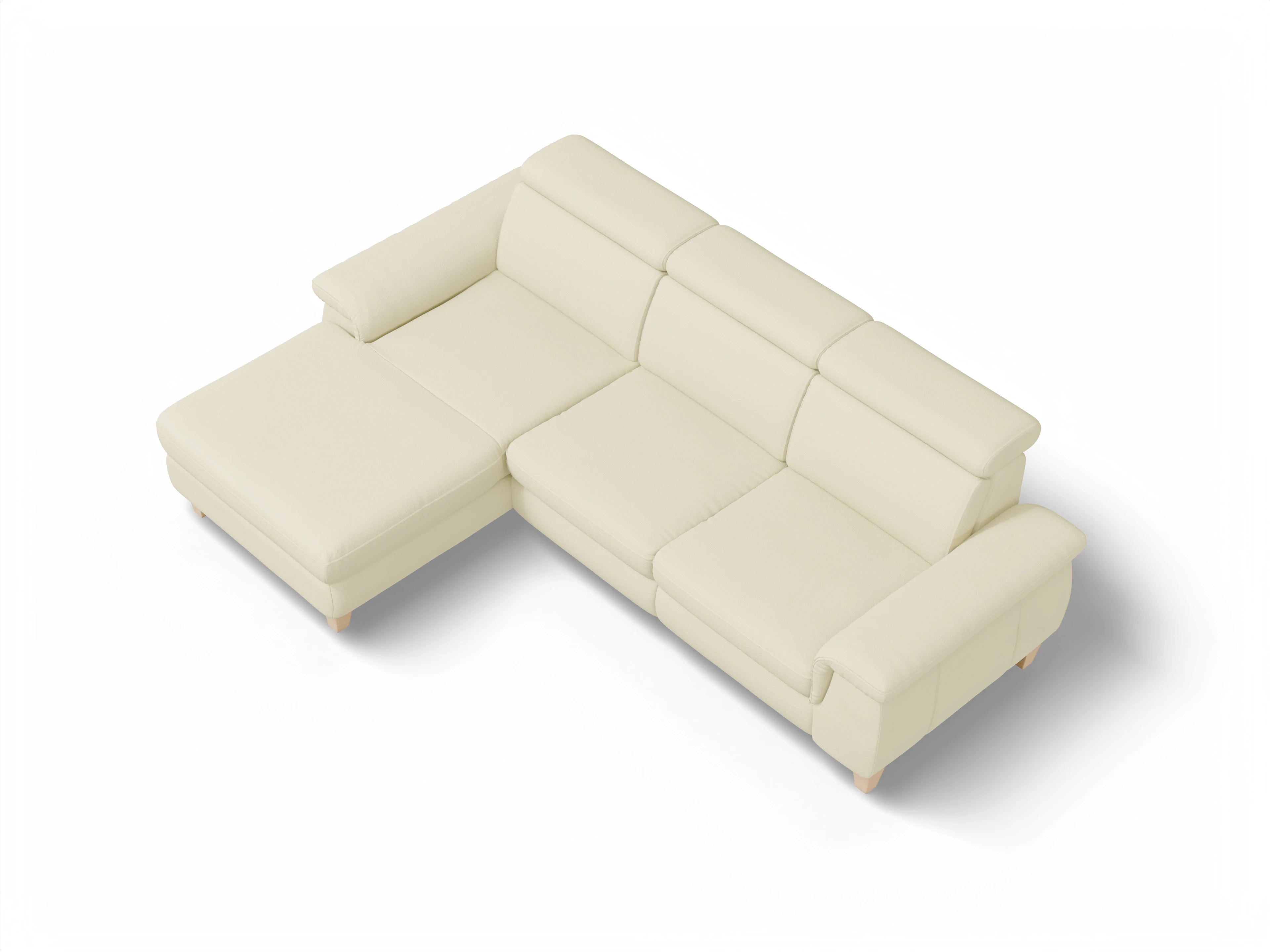 München LO Medium L Ansicht des Produktes München Ecksofa links Abschluss offen in Leder Grau