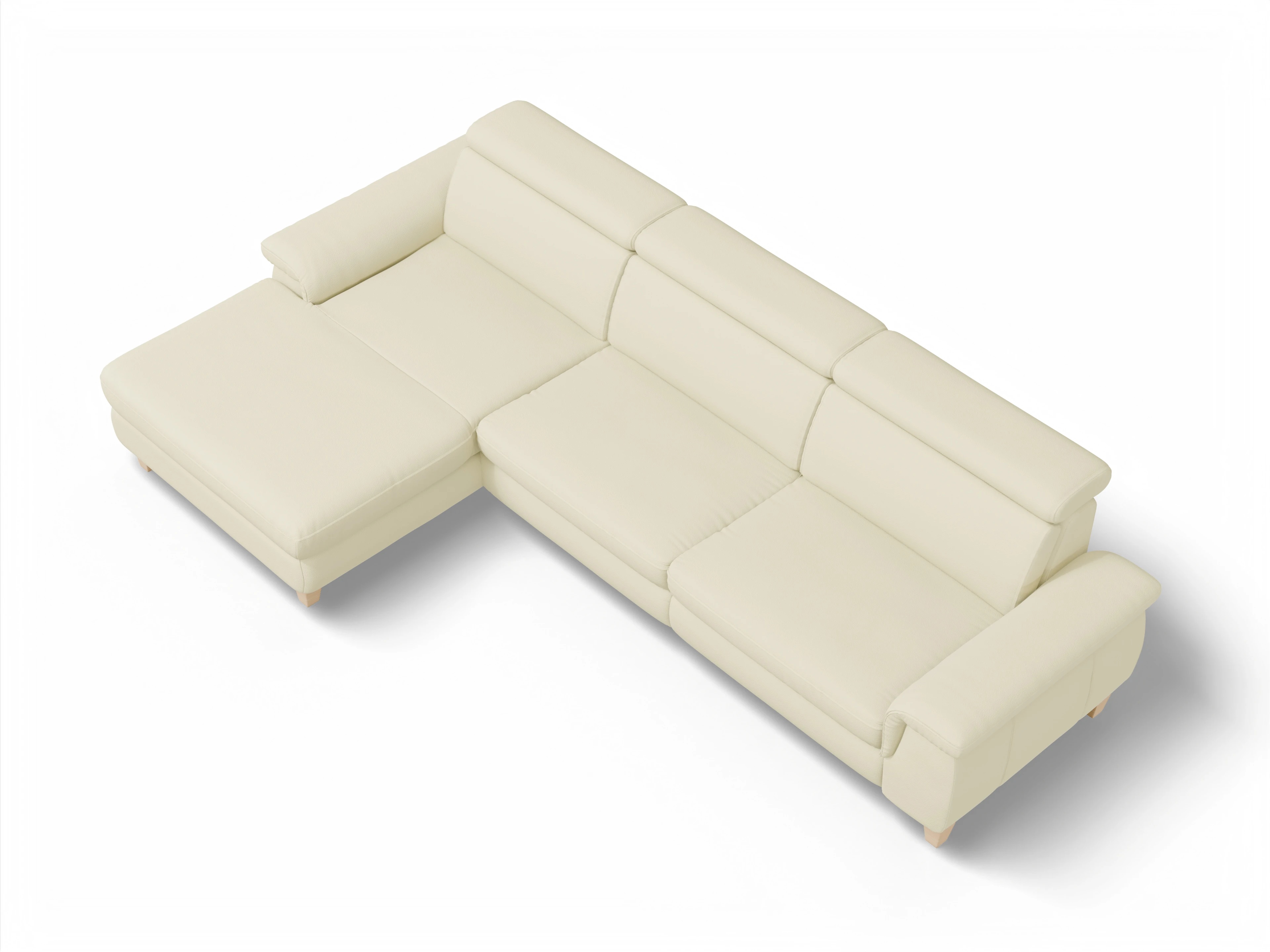 Ansicht des Produktes München Ecksofa links Abschluss offen in Leder Grau