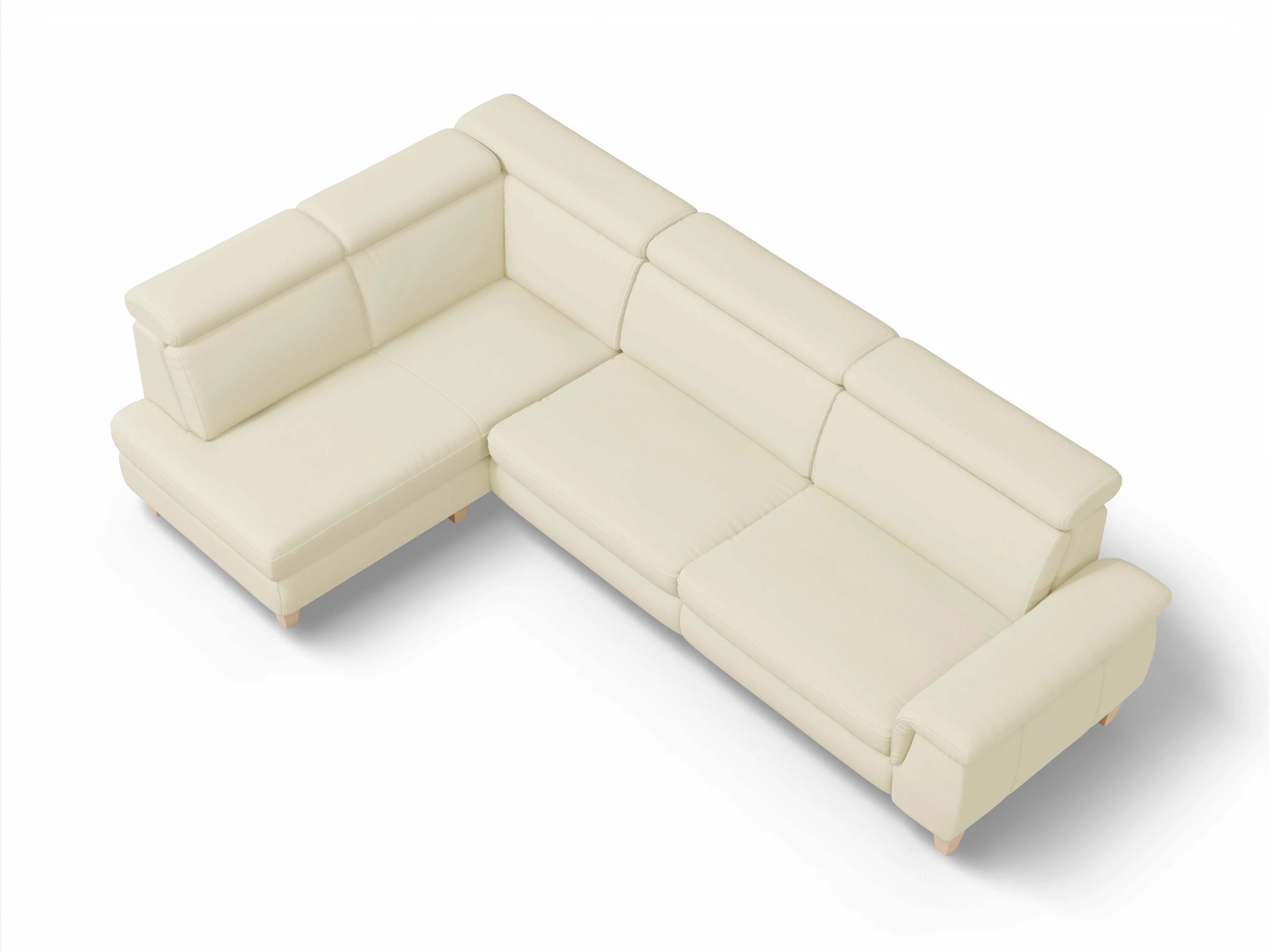 Ansicht des Produktes München Ecksofa links Abschluss offen in Leder Grau