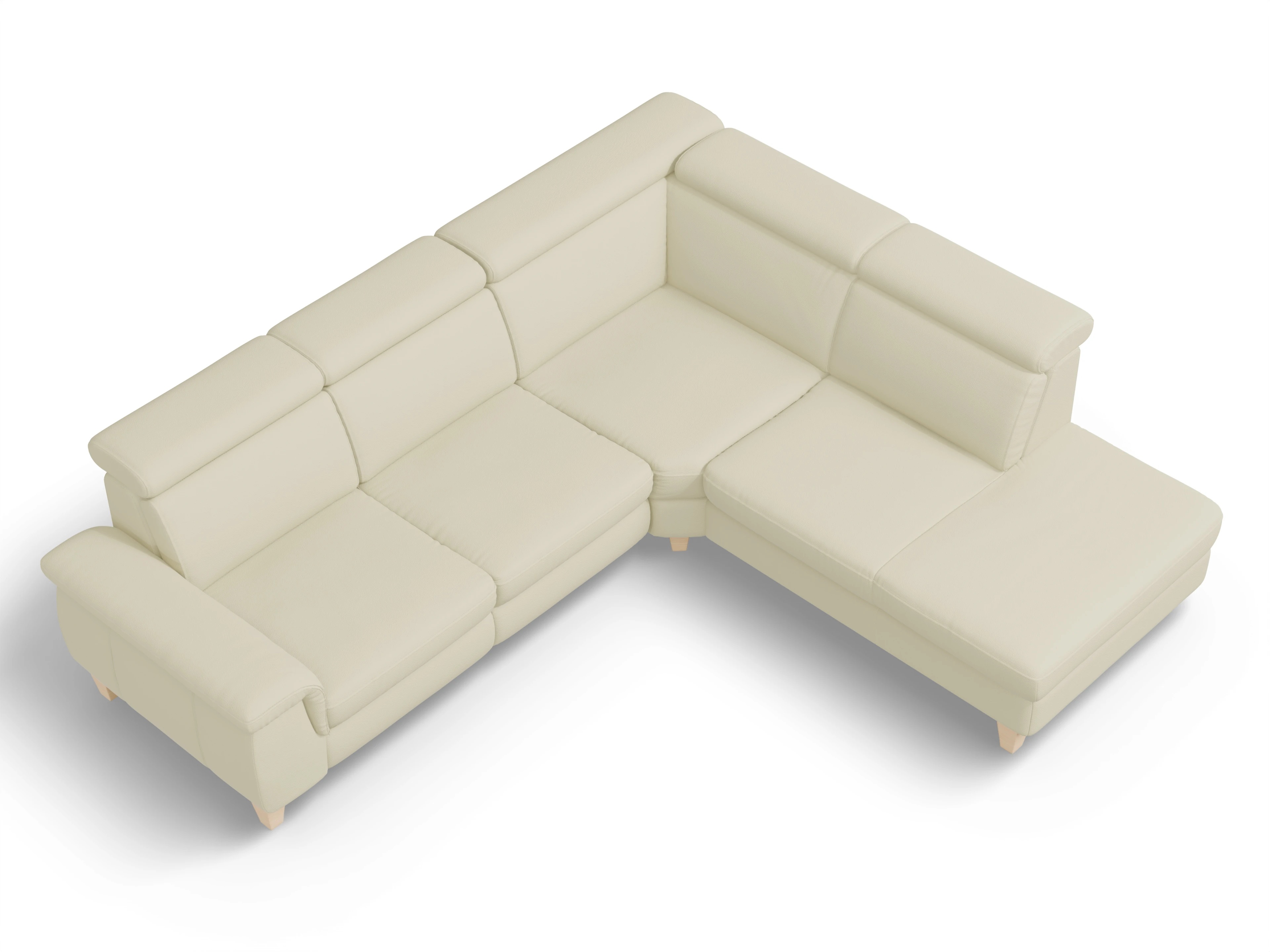 Ansicht des Produktes München Ecksofa rechts Abschluss offen in Leder Grau