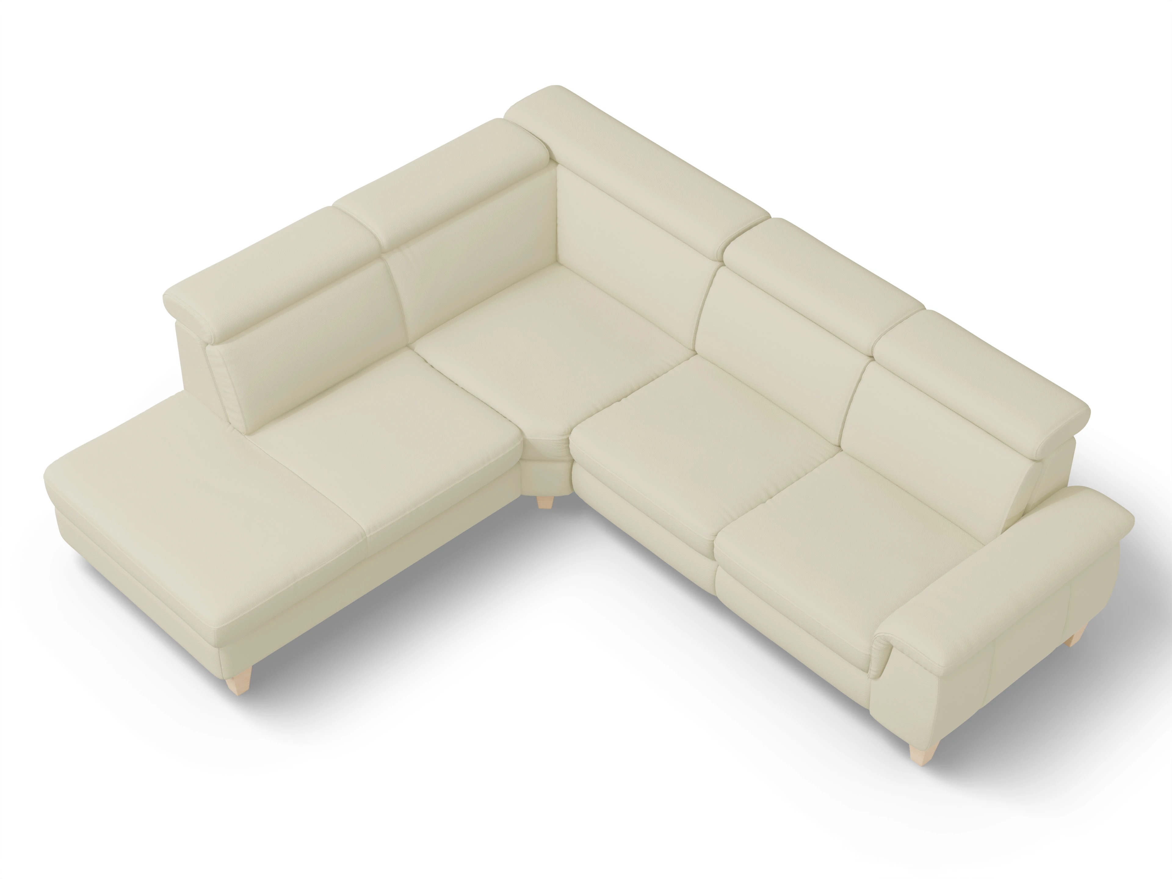 Ansicht des Produktes München Ecksofa links Abschluss offen in Leder Grau