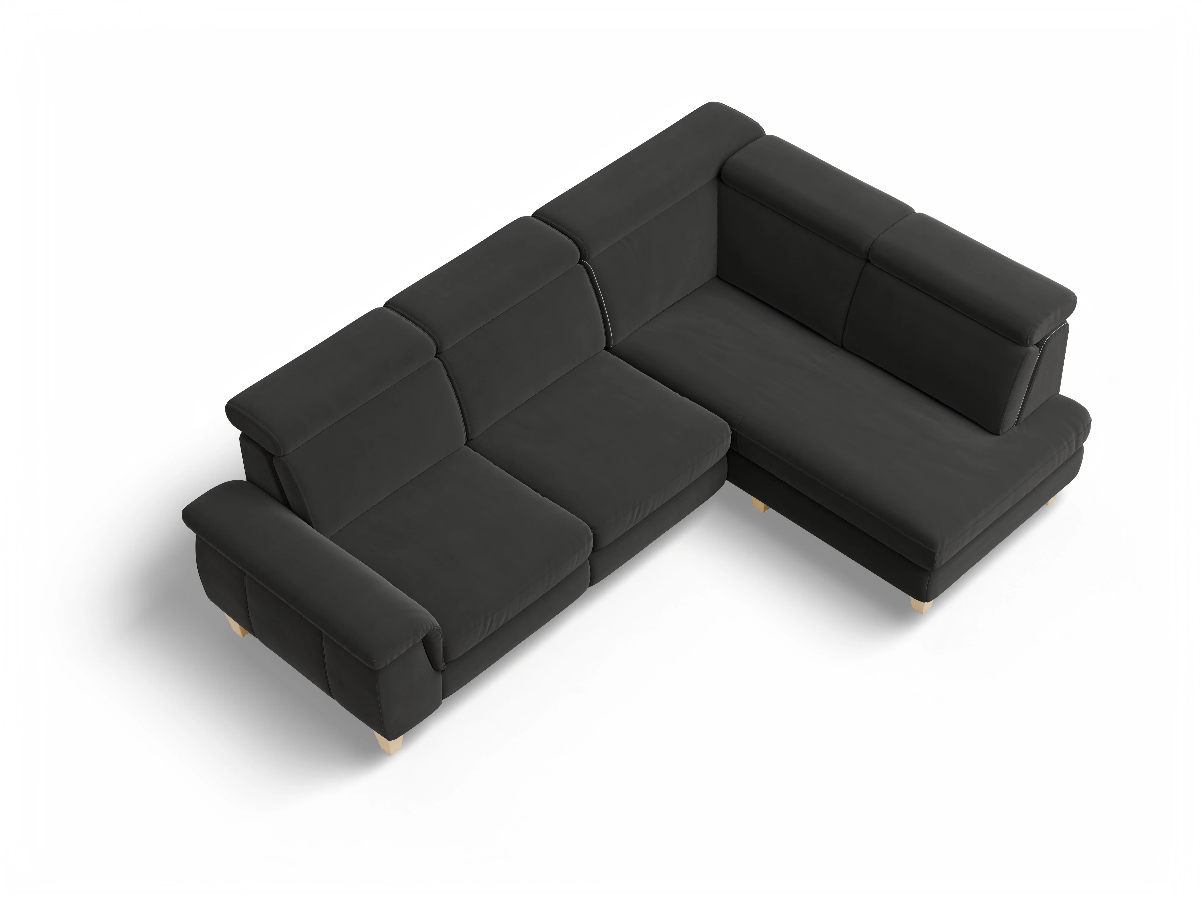 Ansicht des Produktes München Ecksofa rechts Abschluss offen in Stoff Grau