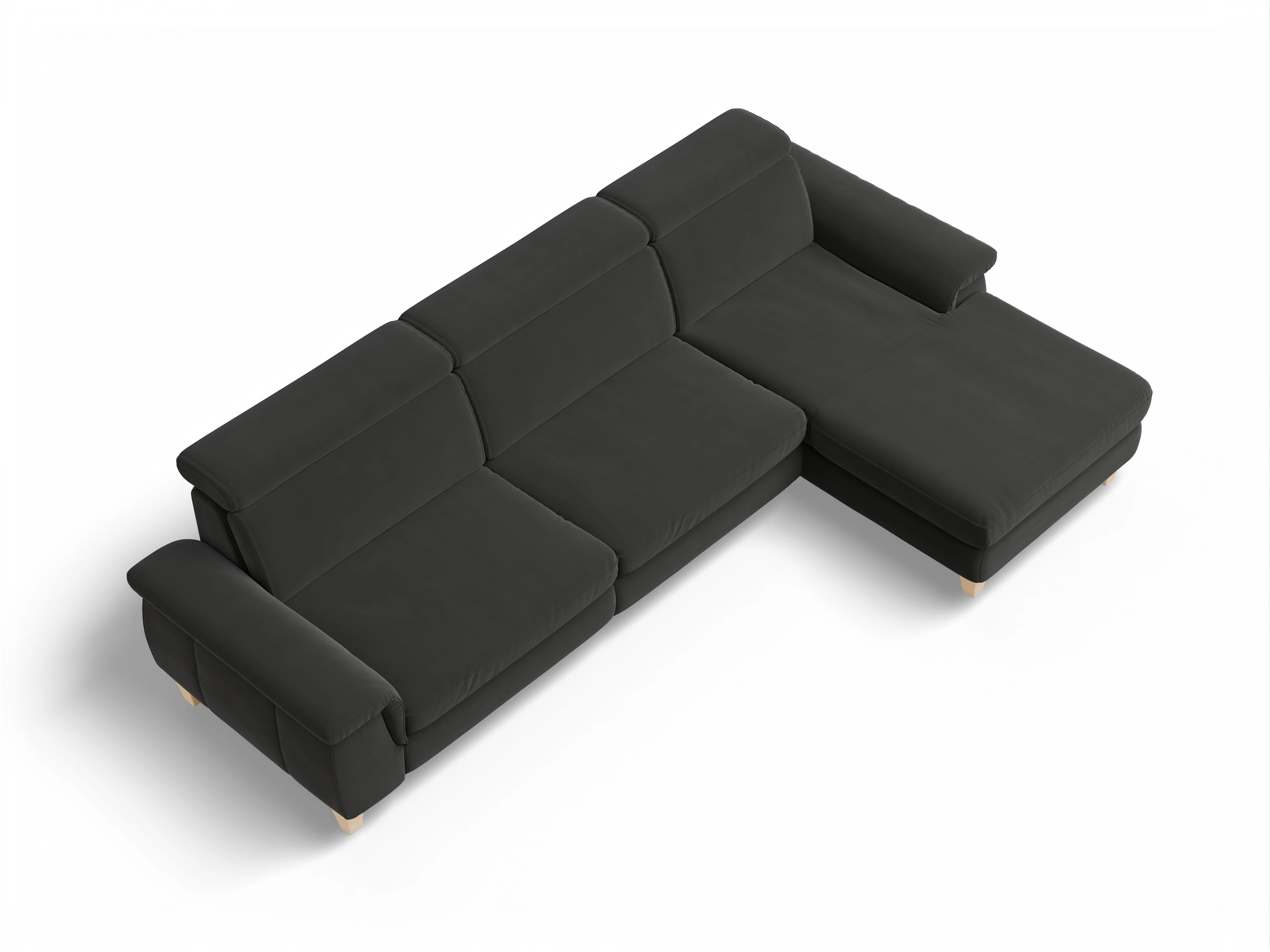 Ansicht des Produktes München Ecksofa rechts Abschluss offen in Stoff Grau