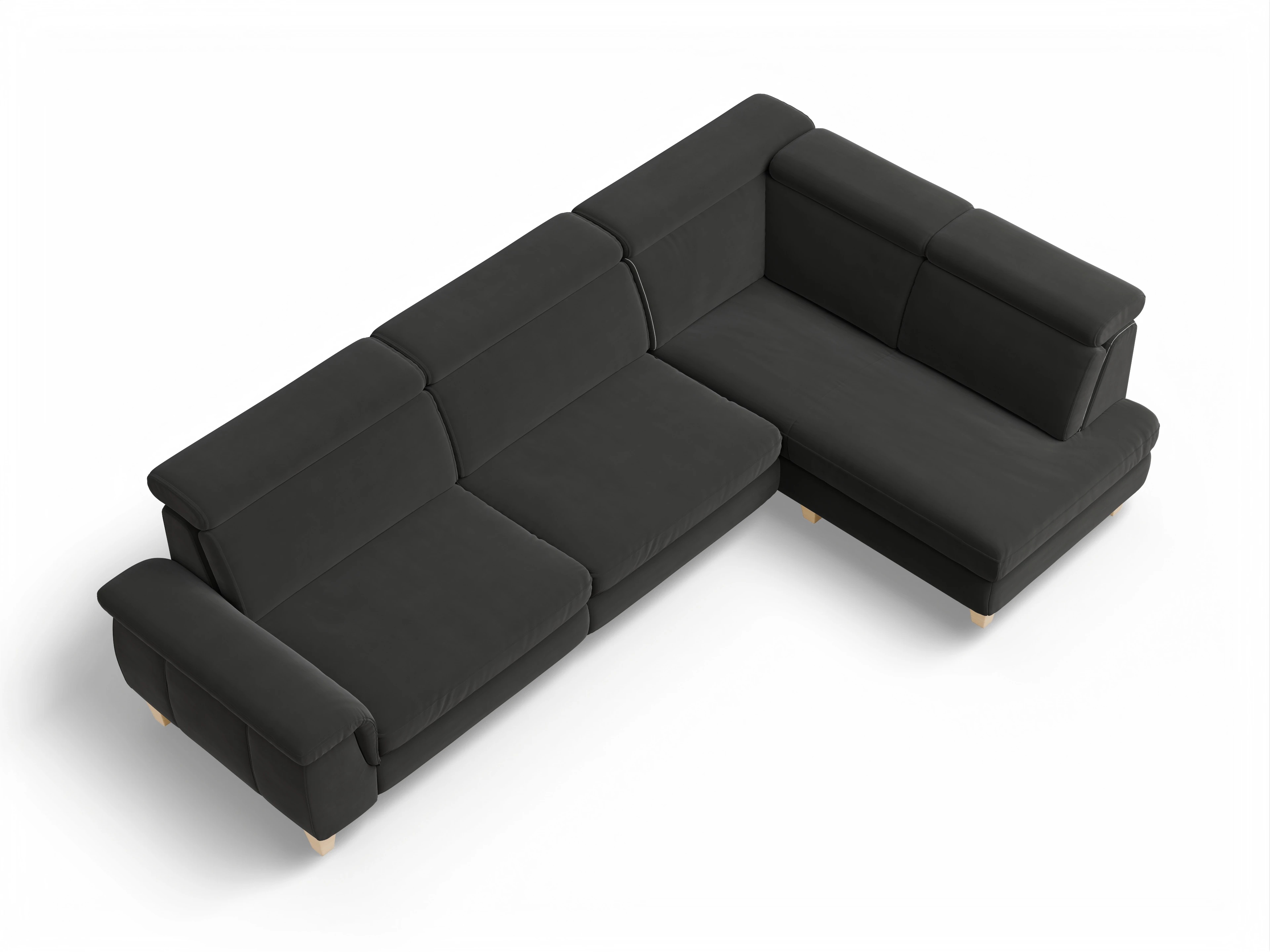 Ansicht des Produktes München Ecksofa rechts Abschluss offen in Stoff Grau