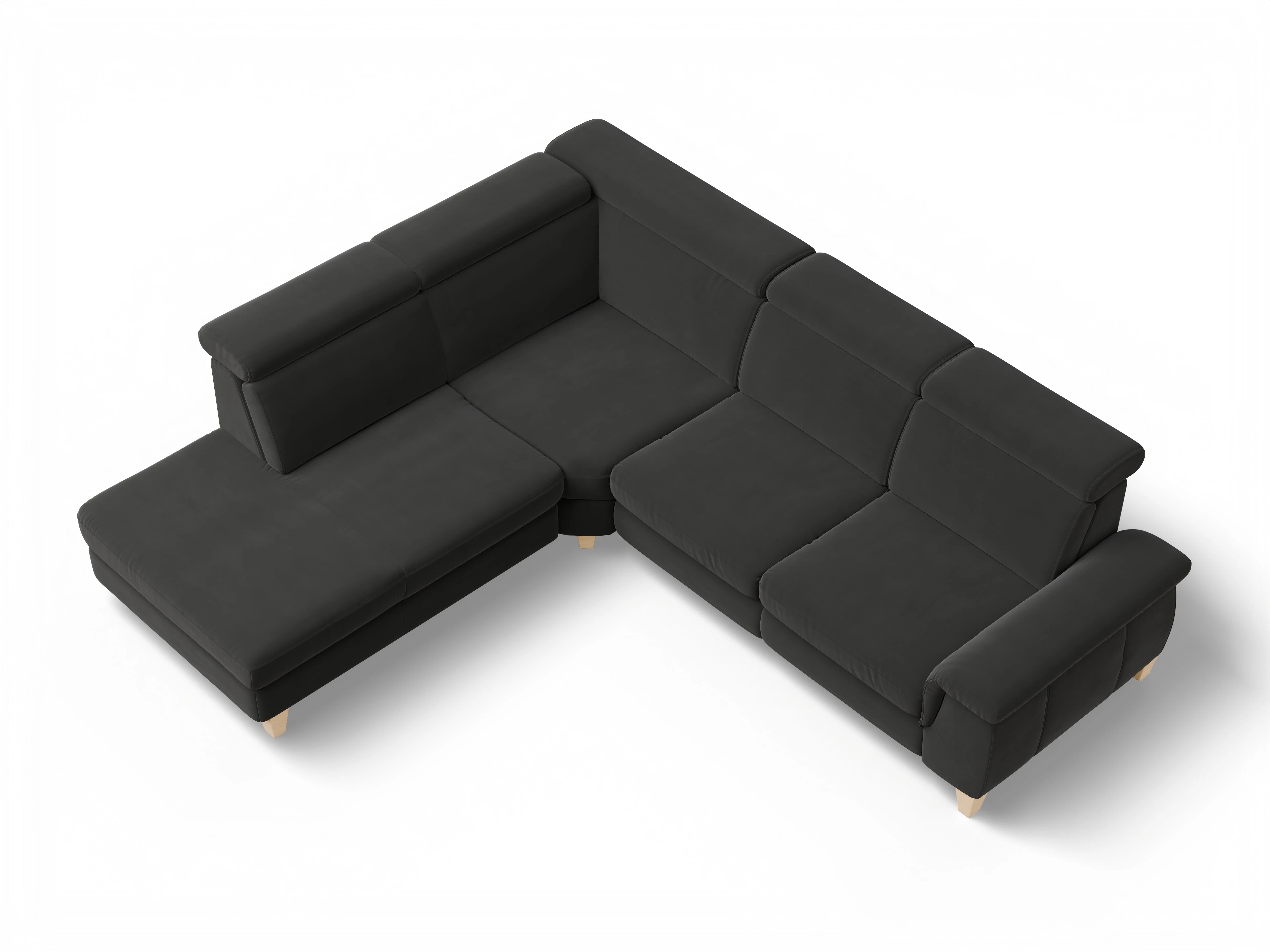 München 1Aho WE Small L Ansicht des Produktes München Ecksofa links Abschluss offen in Stoff Grau