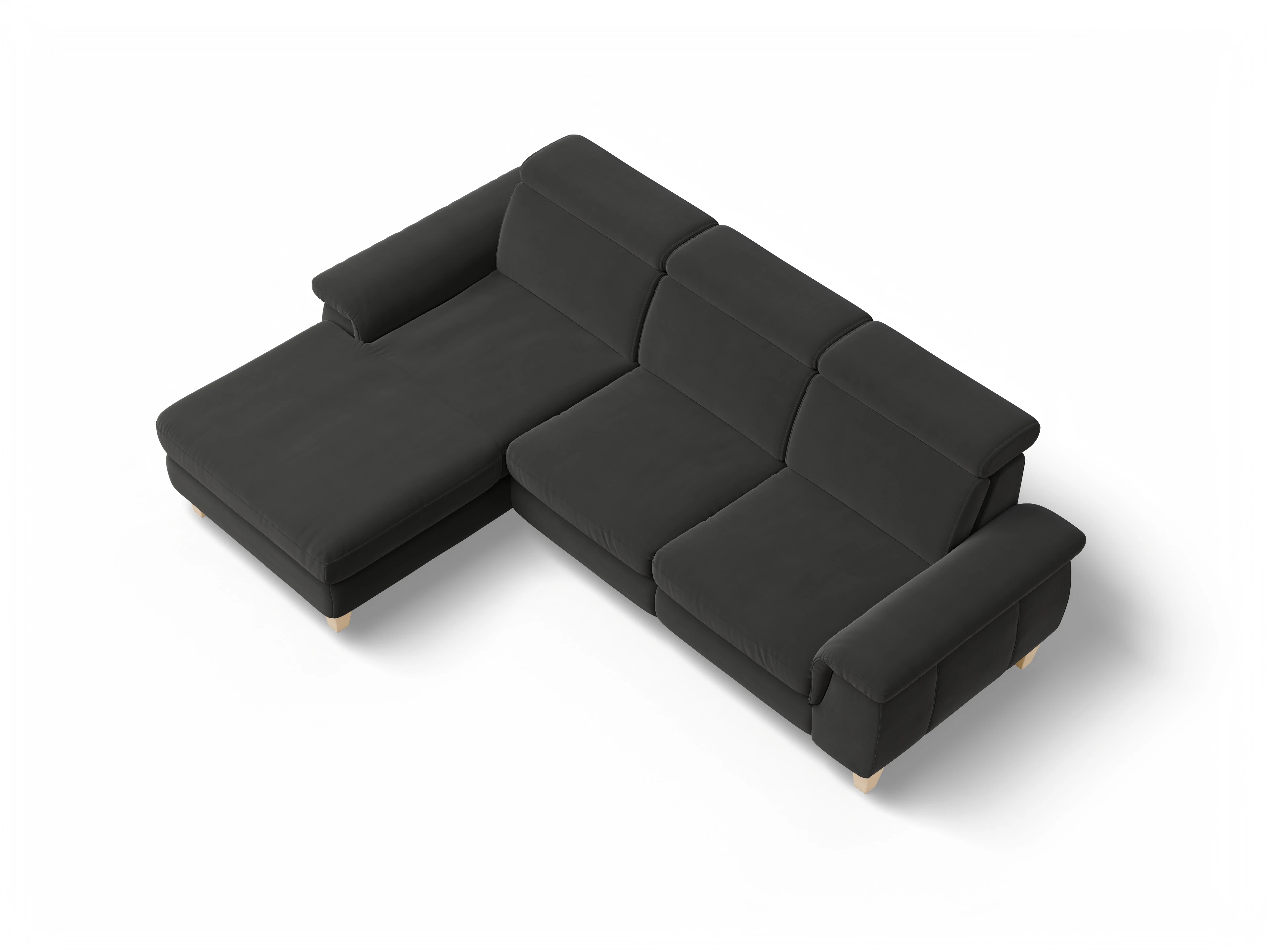 Ansicht des Produktes München Ecksofa links Abschluss offen in Stoff Grau