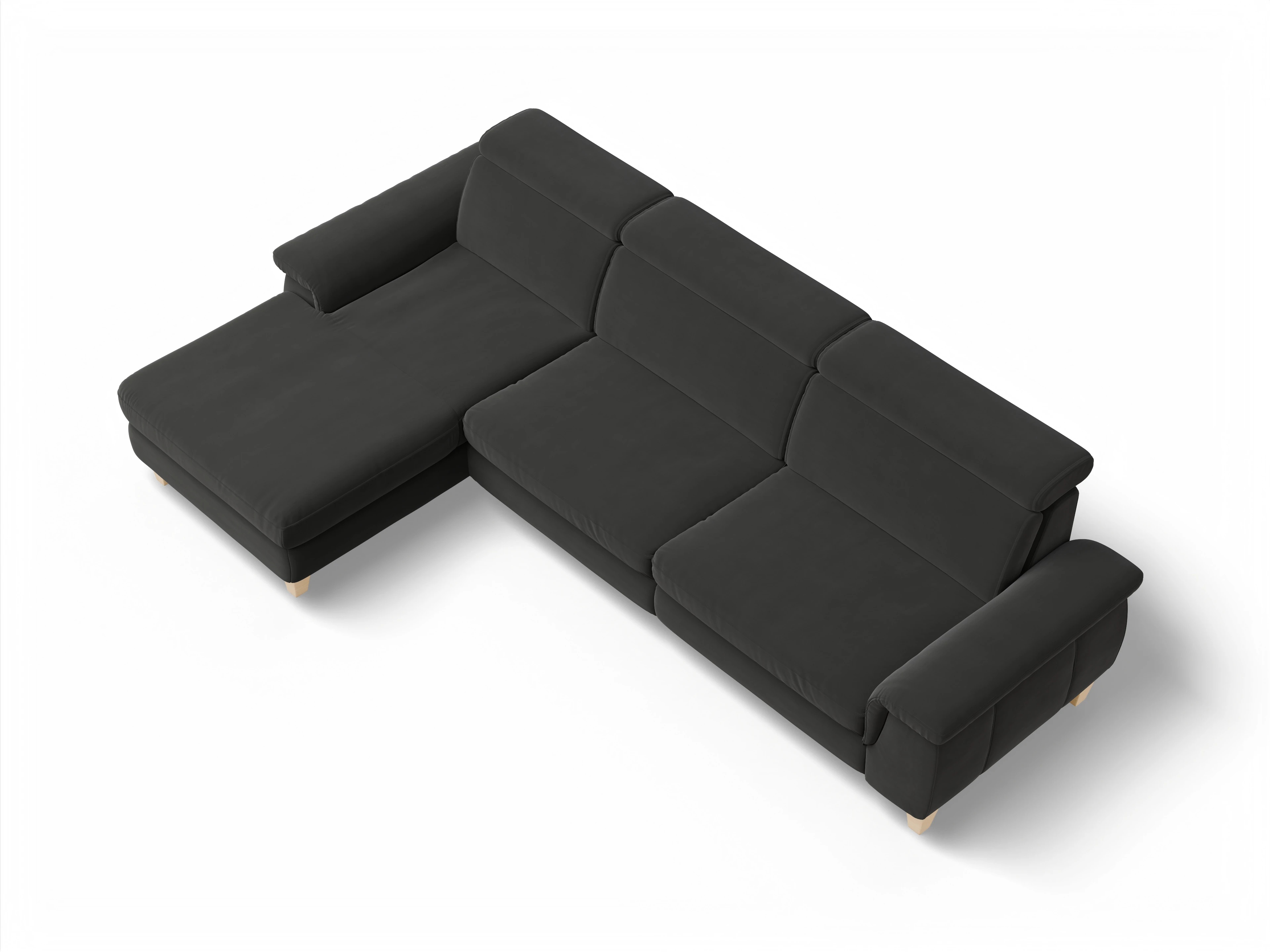 Ansicht des Produktes München Ecksofa links Abschluss offen in Stoff Grau