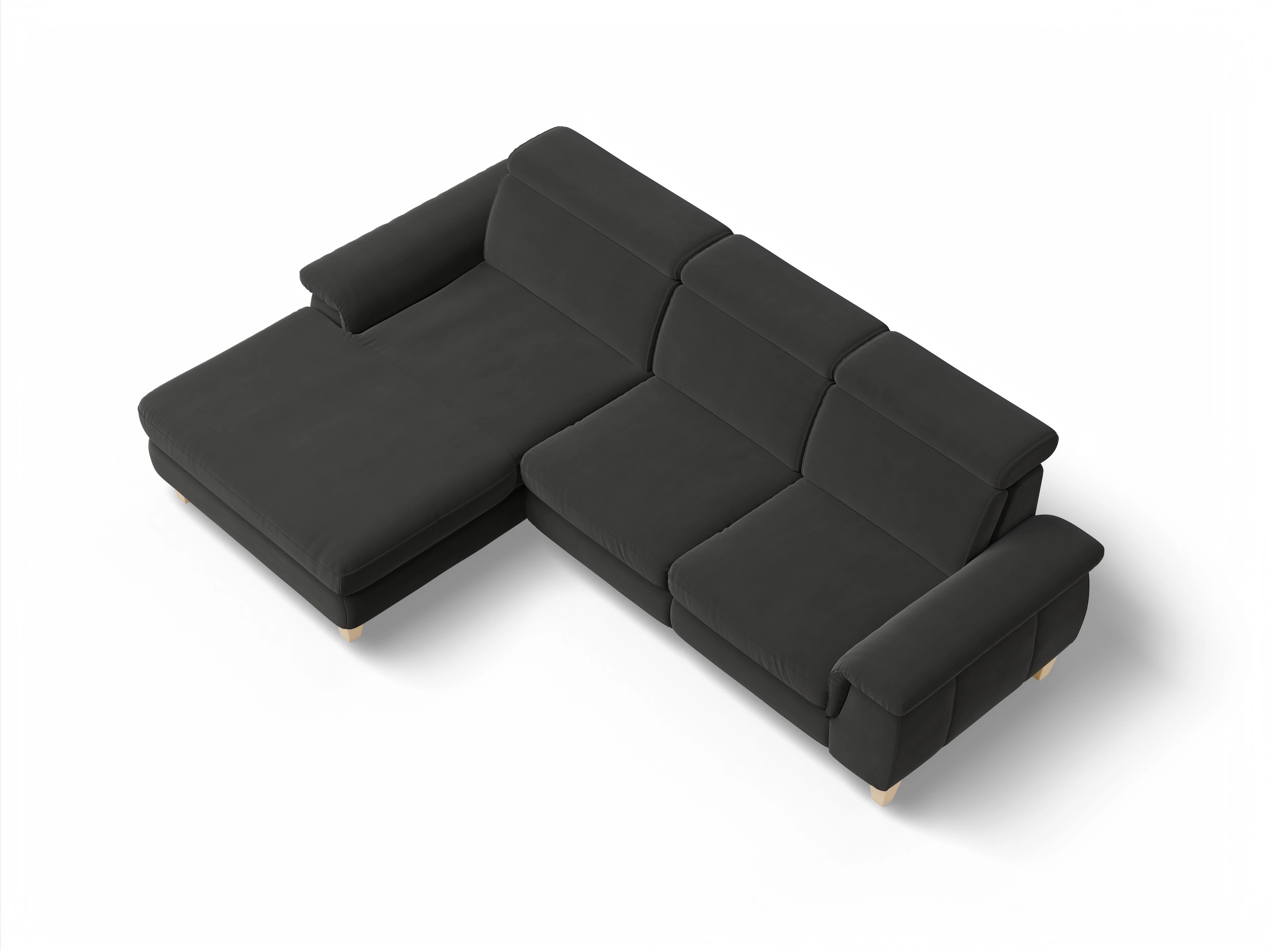 Ansicht des Produktes München Ecksofa links Abschluss offen in Stoff Grau