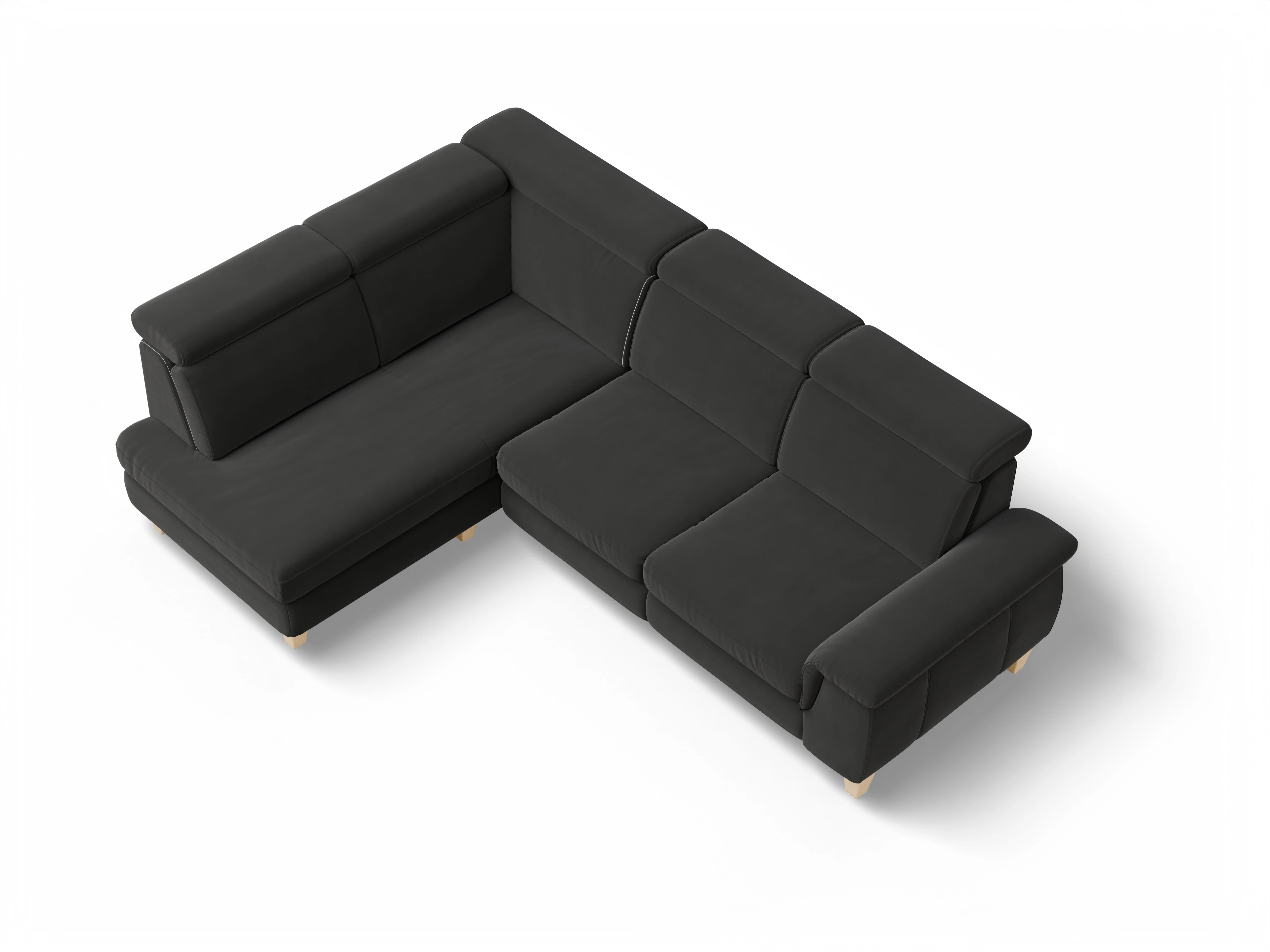 Ansicht des Produktes München Ecksofa links Abschluss offen in Stoff Grau