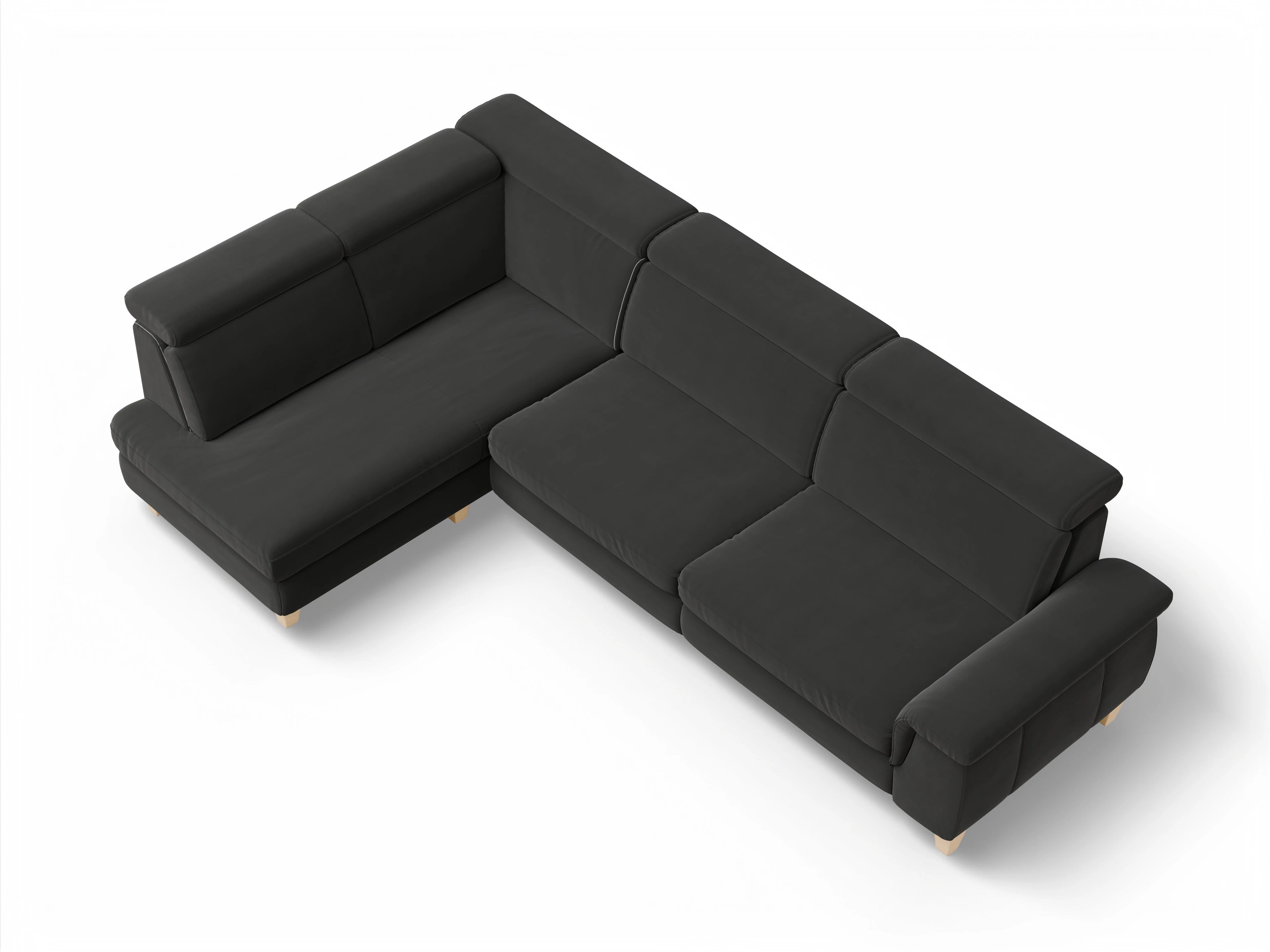 München KO Large L Ansicht des Produktes München Ecksofa links Abschluss offen in Stoff Grau