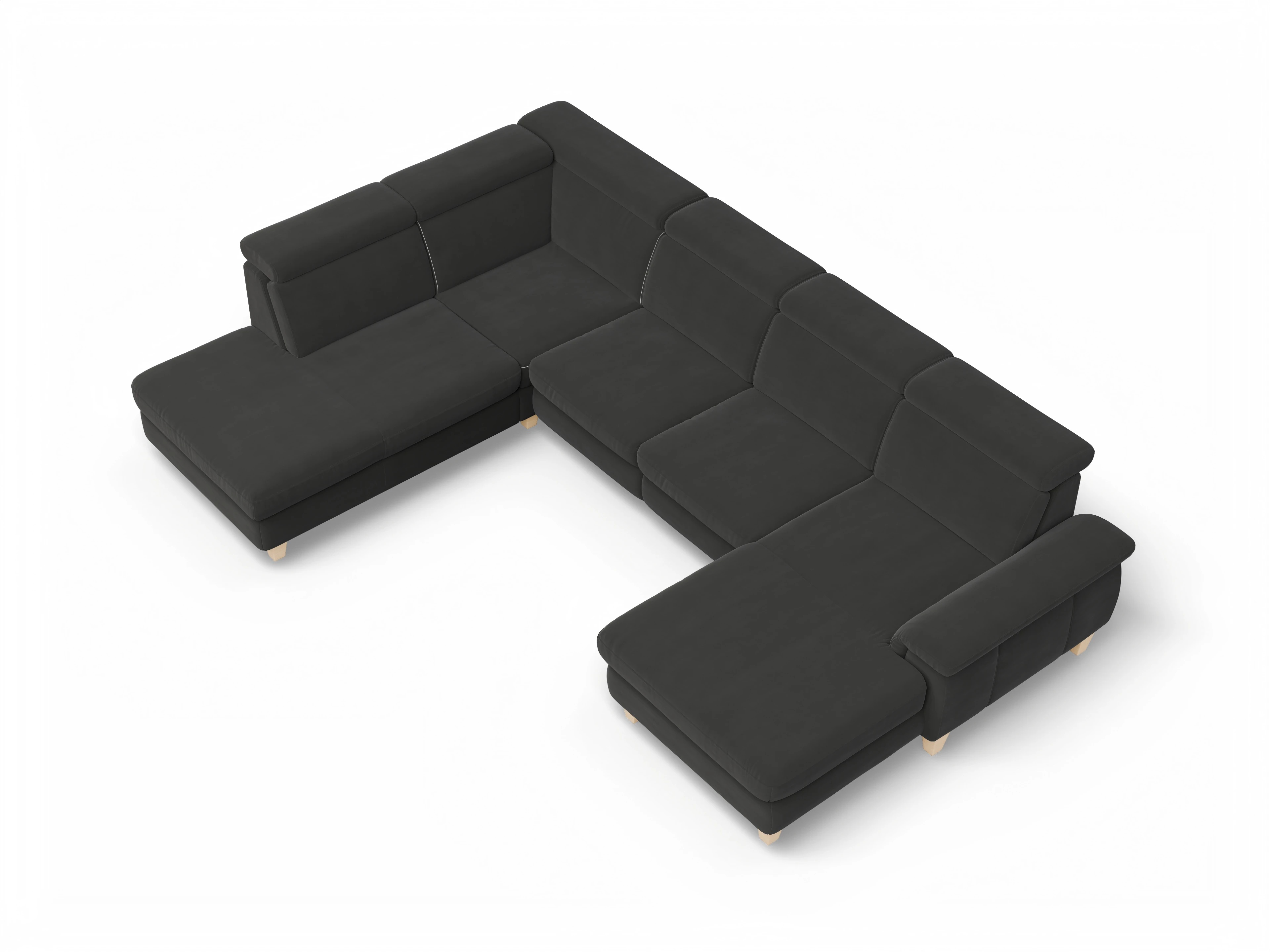 Ansicht des Produktes München Wohnlandschaft offen beidseitig in Stoff Grau