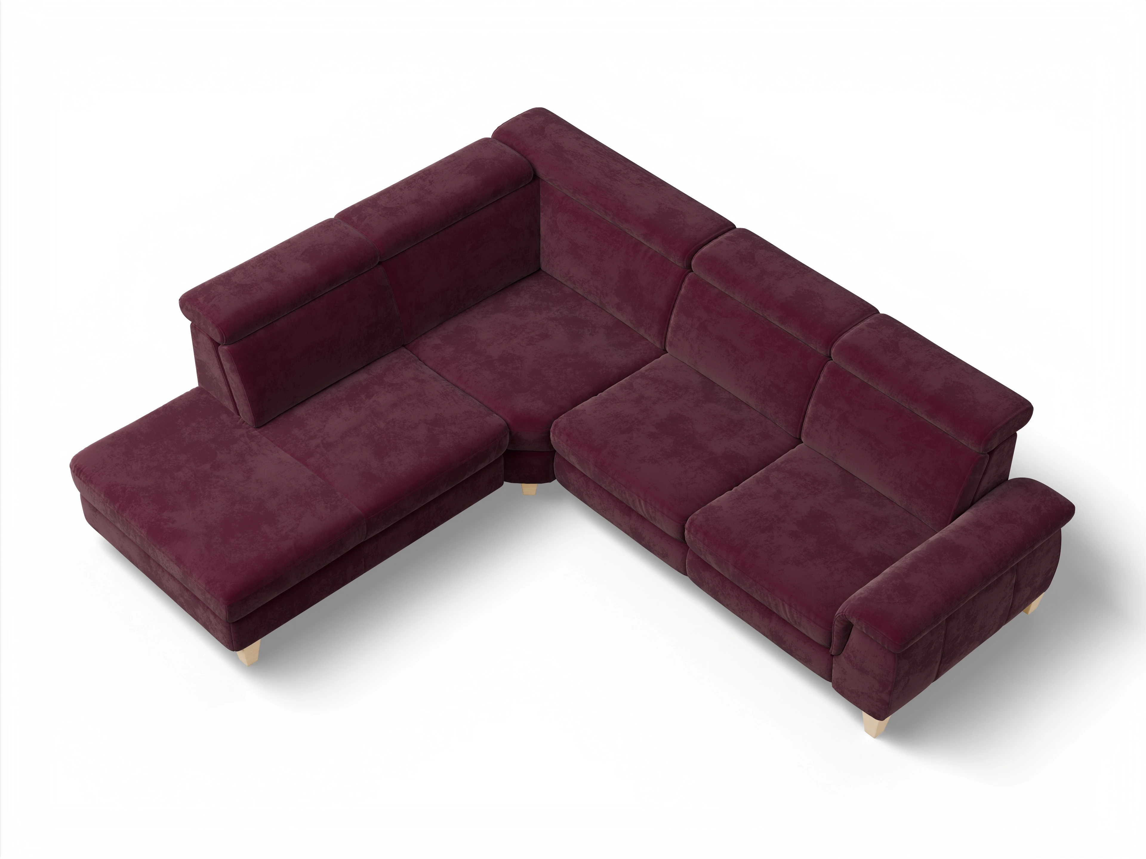 München 1Aho WE Small L Ansicht des Produktes München Ecksofa links Abschluss offen in Stoff Rot