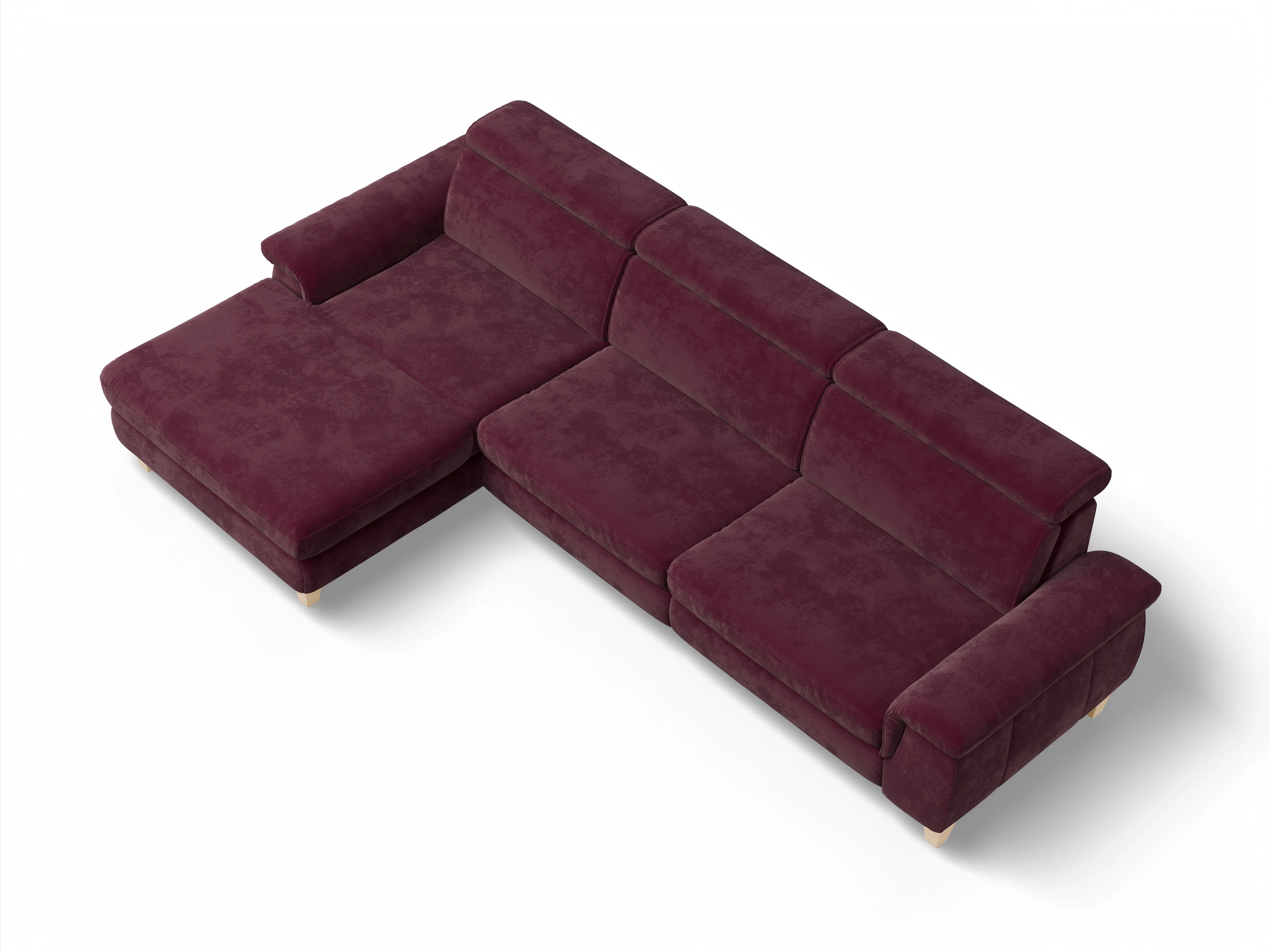 München LOgroß Large L Ansicht des Produktes München Ecksofa links Abschluss offen in Stoff Rot