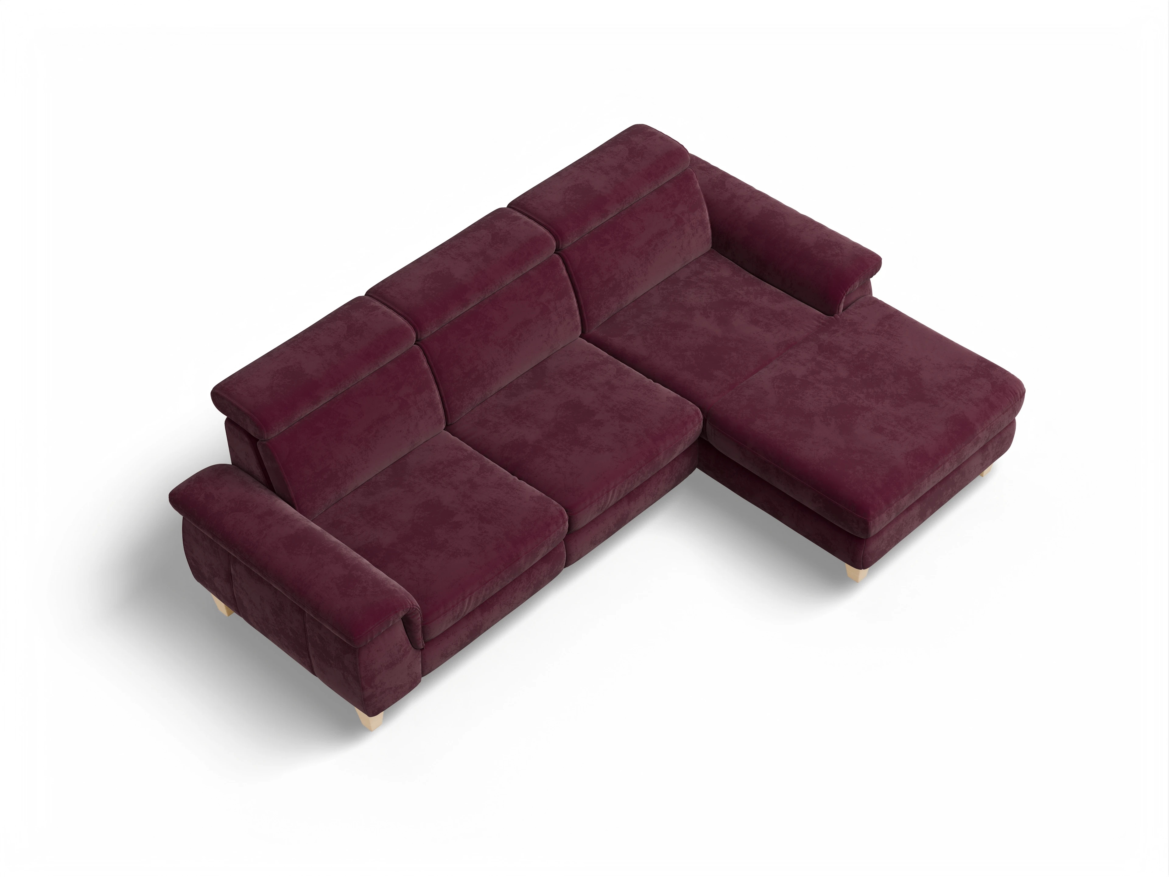 München LO Medium R Ansicht des Produktes München Ecksofa rechts Abschluss offen in Stoff Blau