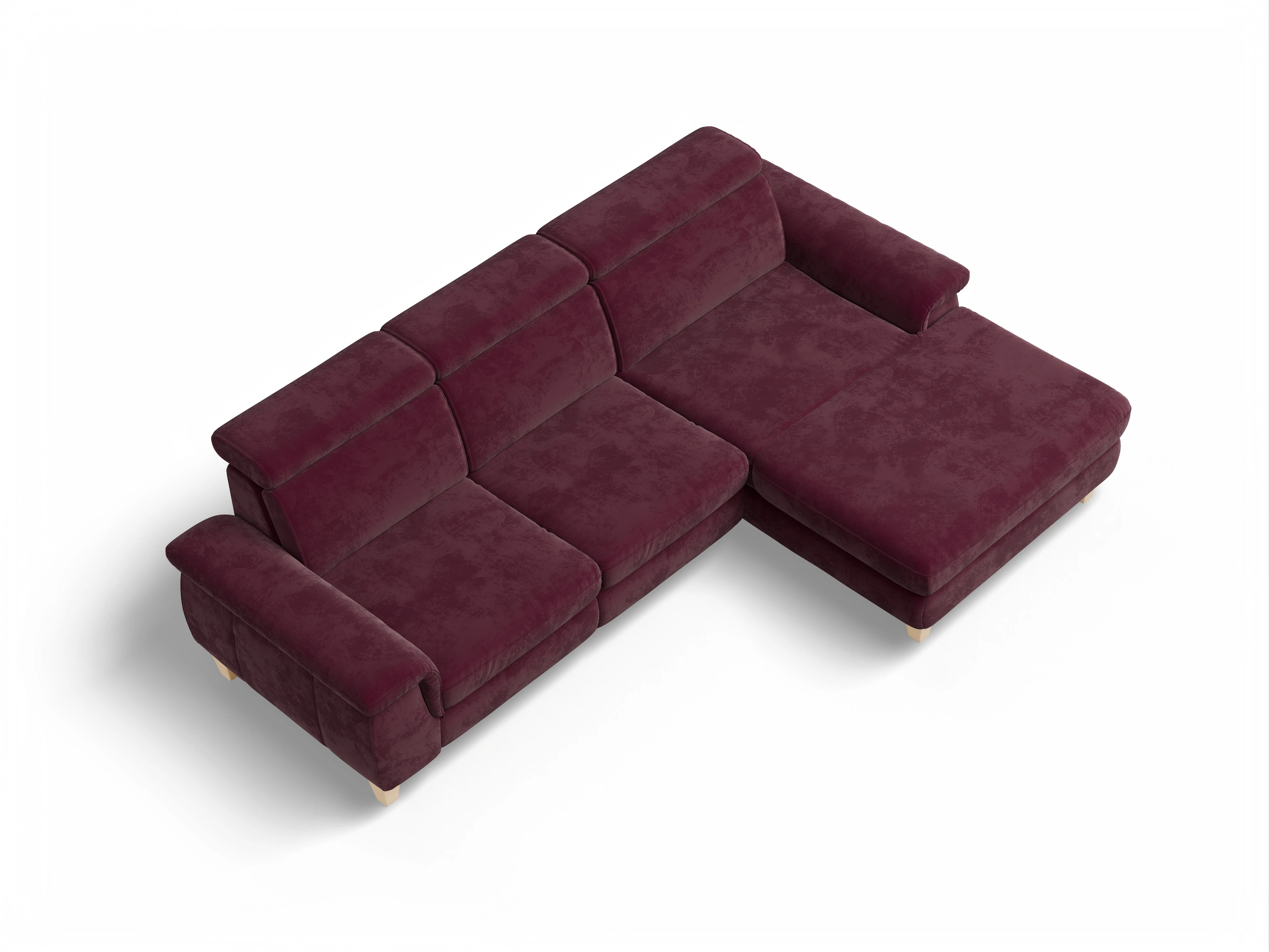 München LOgroß Medium R Ansicht des Produktes München Ecksofa rechts Abschluss offen in Stoff Blau