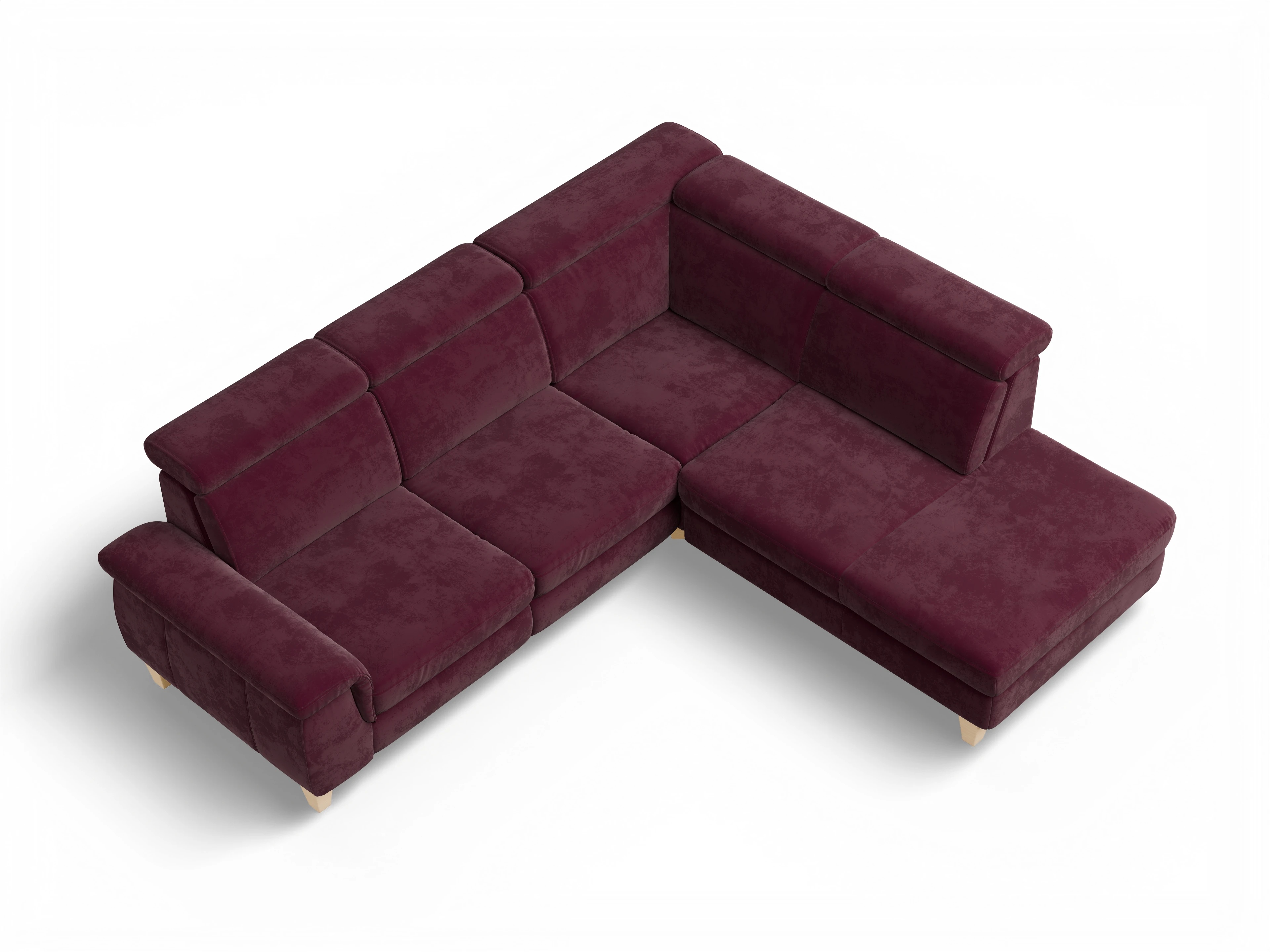Ansicht des Produktes München Ecksofa rechts Abschluss offen in Stoff Blau