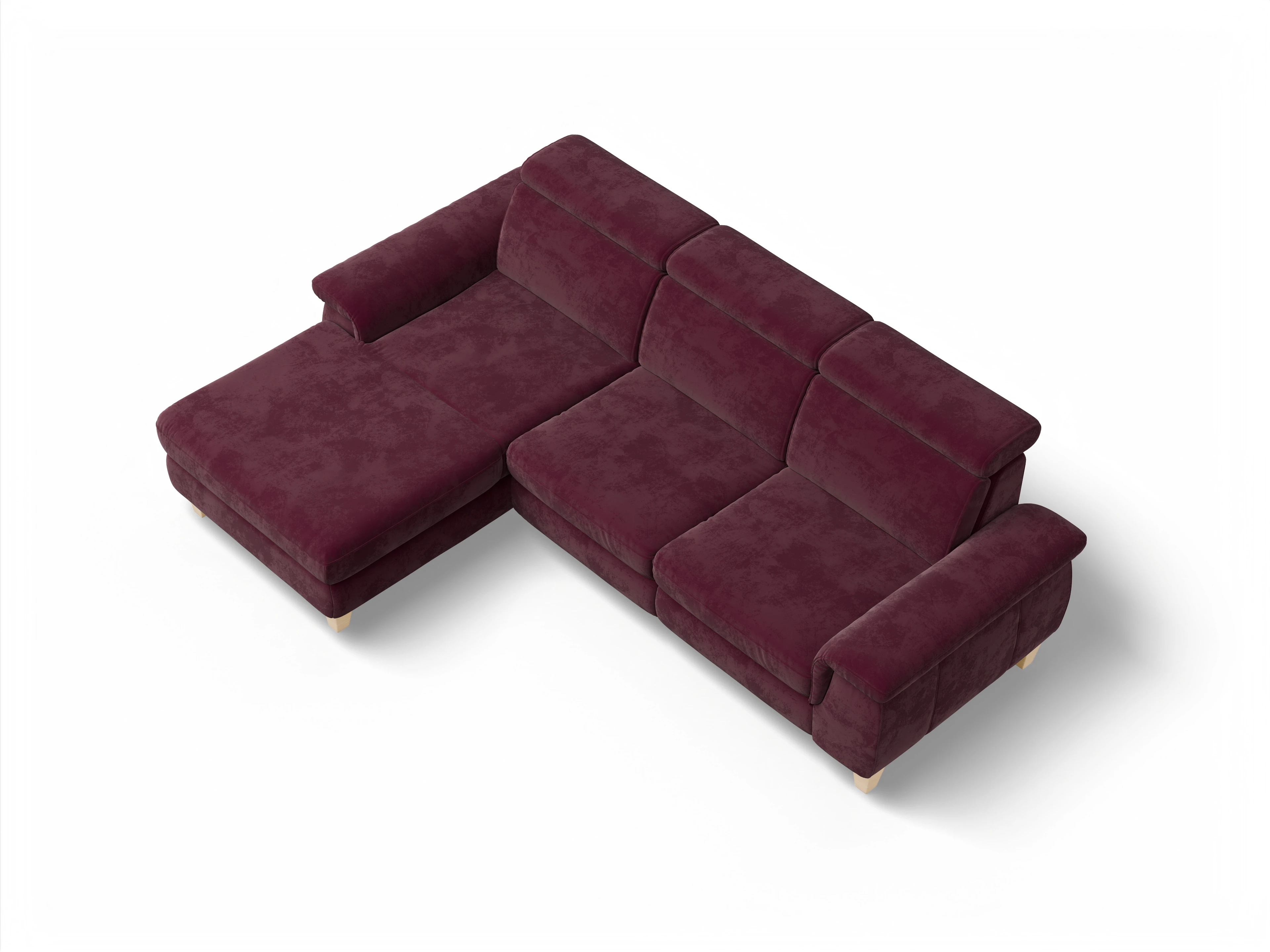 München LO Medium L Ansicht des Produktes München Ecksofa links Abschluss offen in Stoff Blau