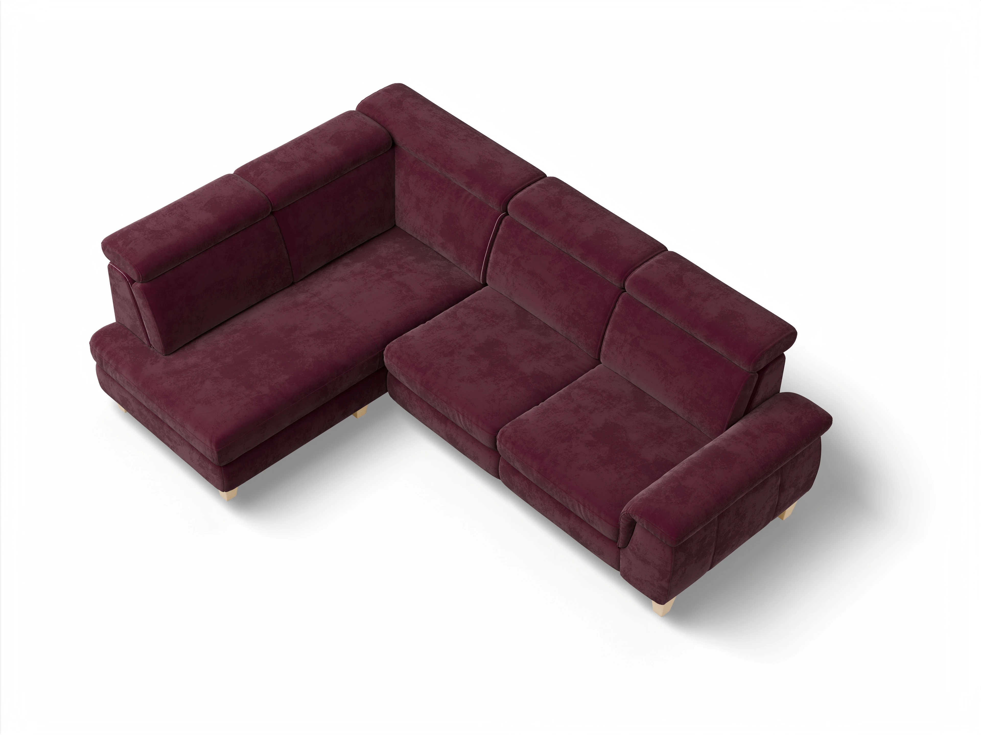 Ansicht des Produktes München Ecksofa links Abschluss offen in Stoff Blau