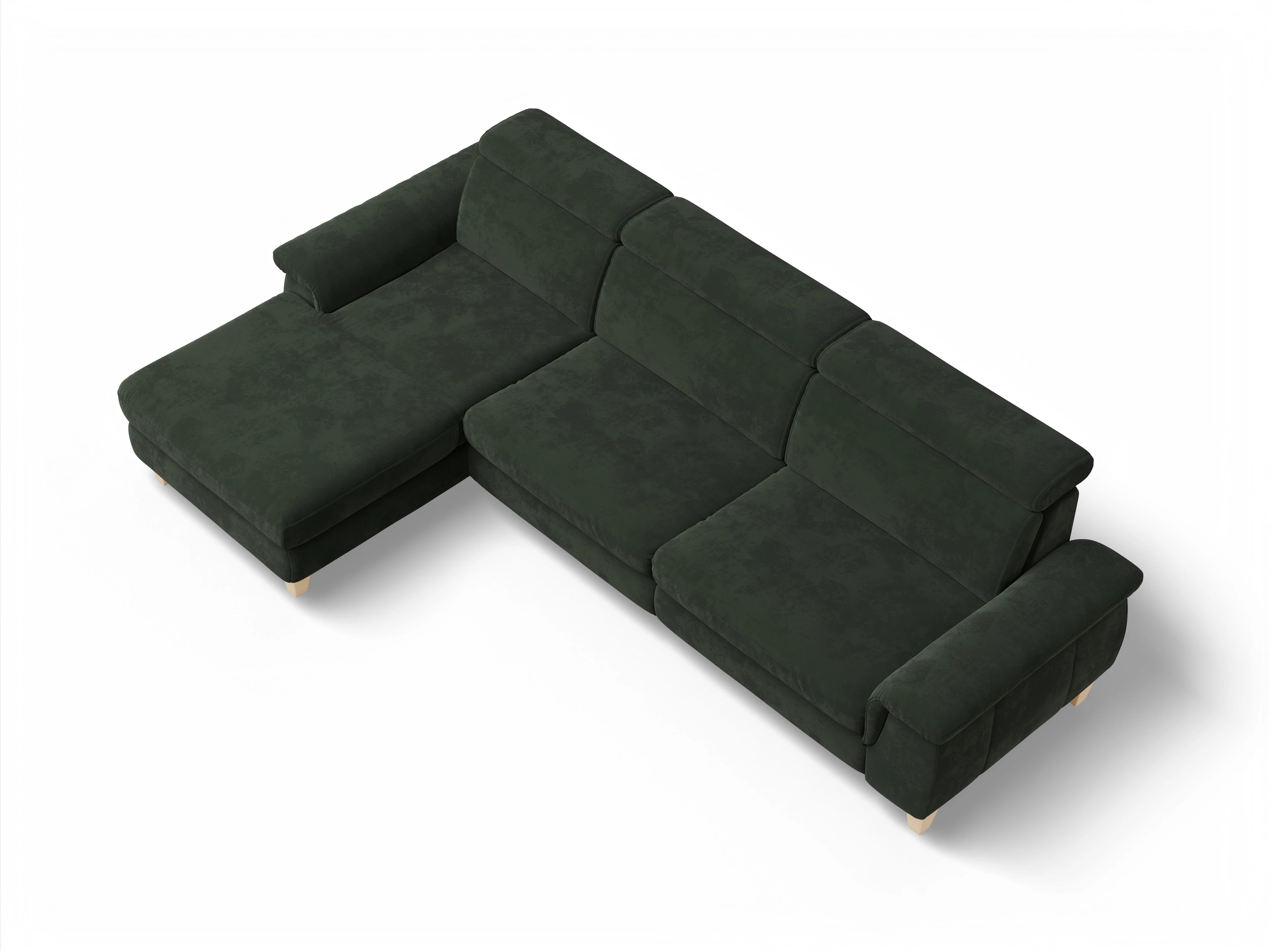 Ansicht des Produktes München Ecksofa links Abschluss offen in Stoff Grün