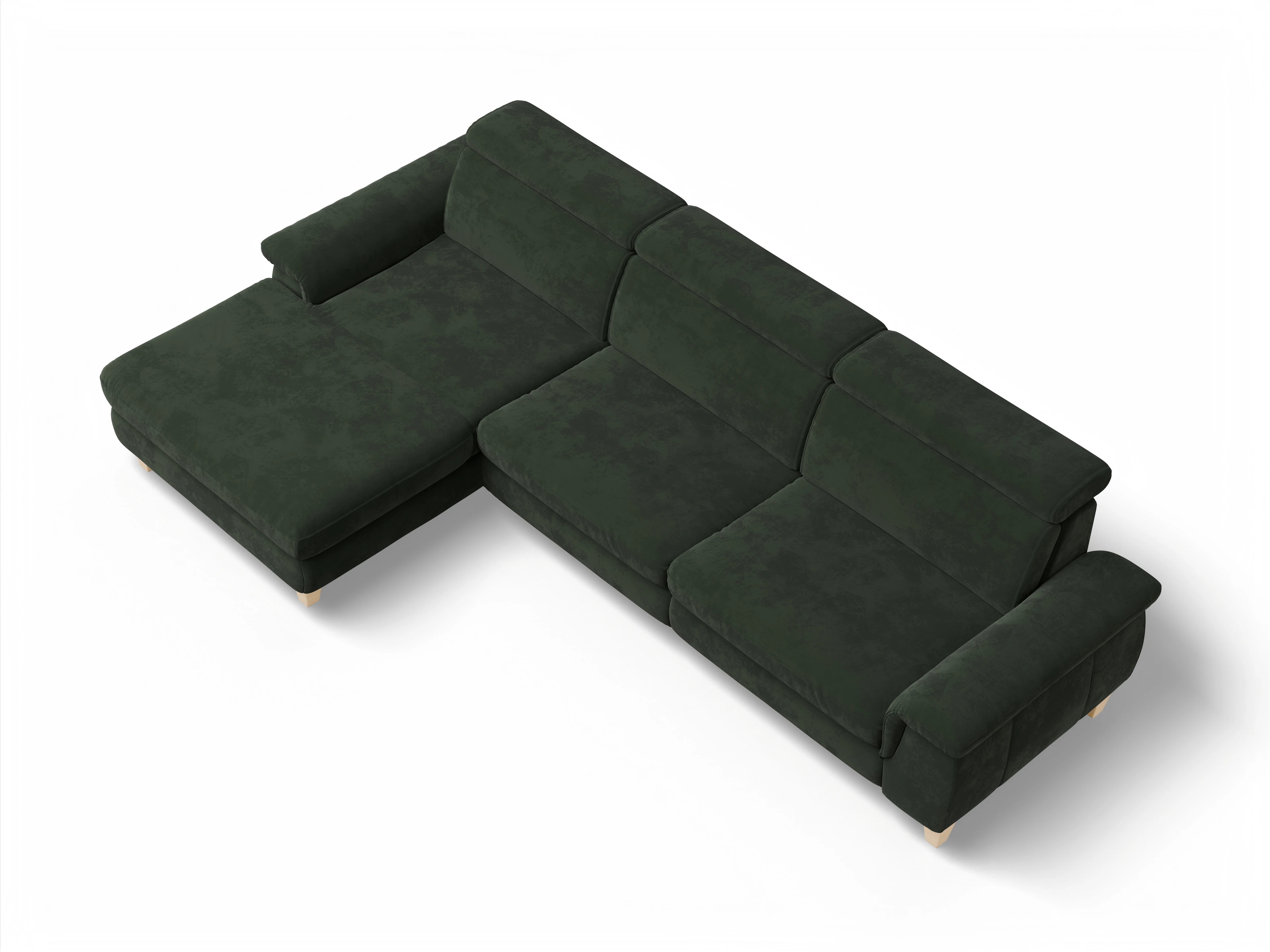 Ansicht des Produktes München Ecksofa links Abschluss offen in Stoff Grün