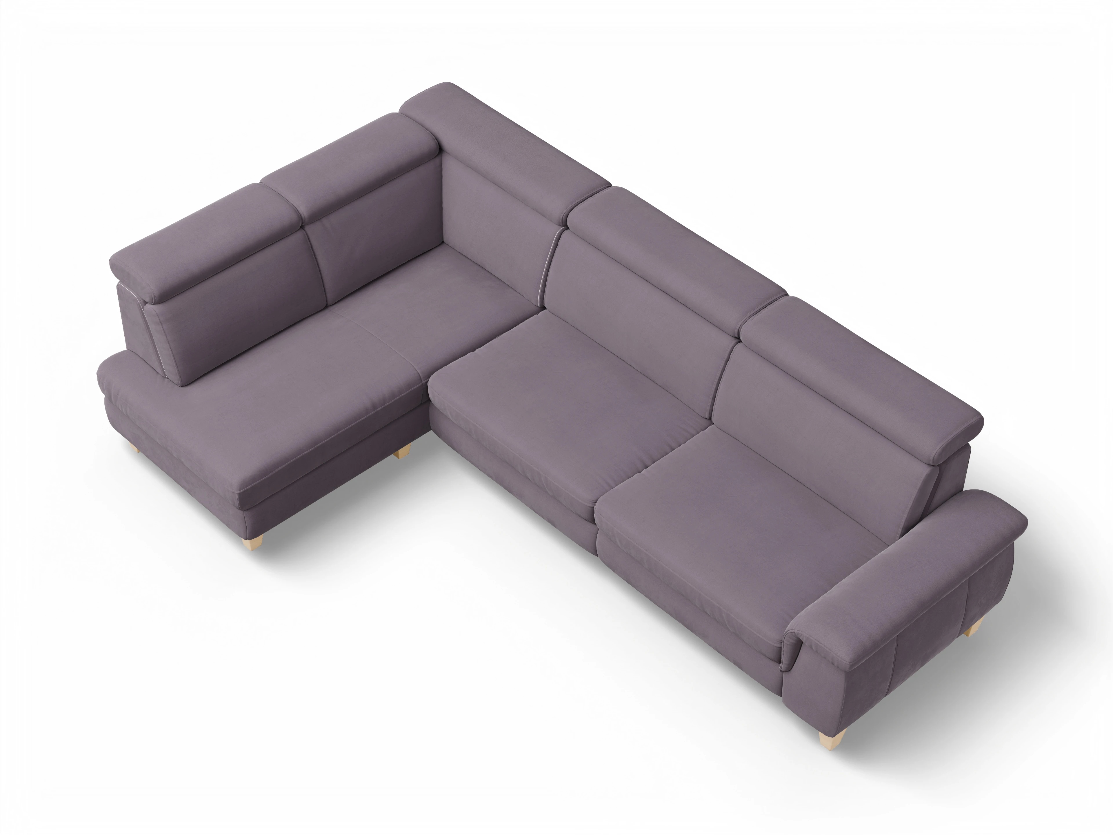 Ansicht des Produktes München Ecksofa links Abschluss offen in Stoff Lila