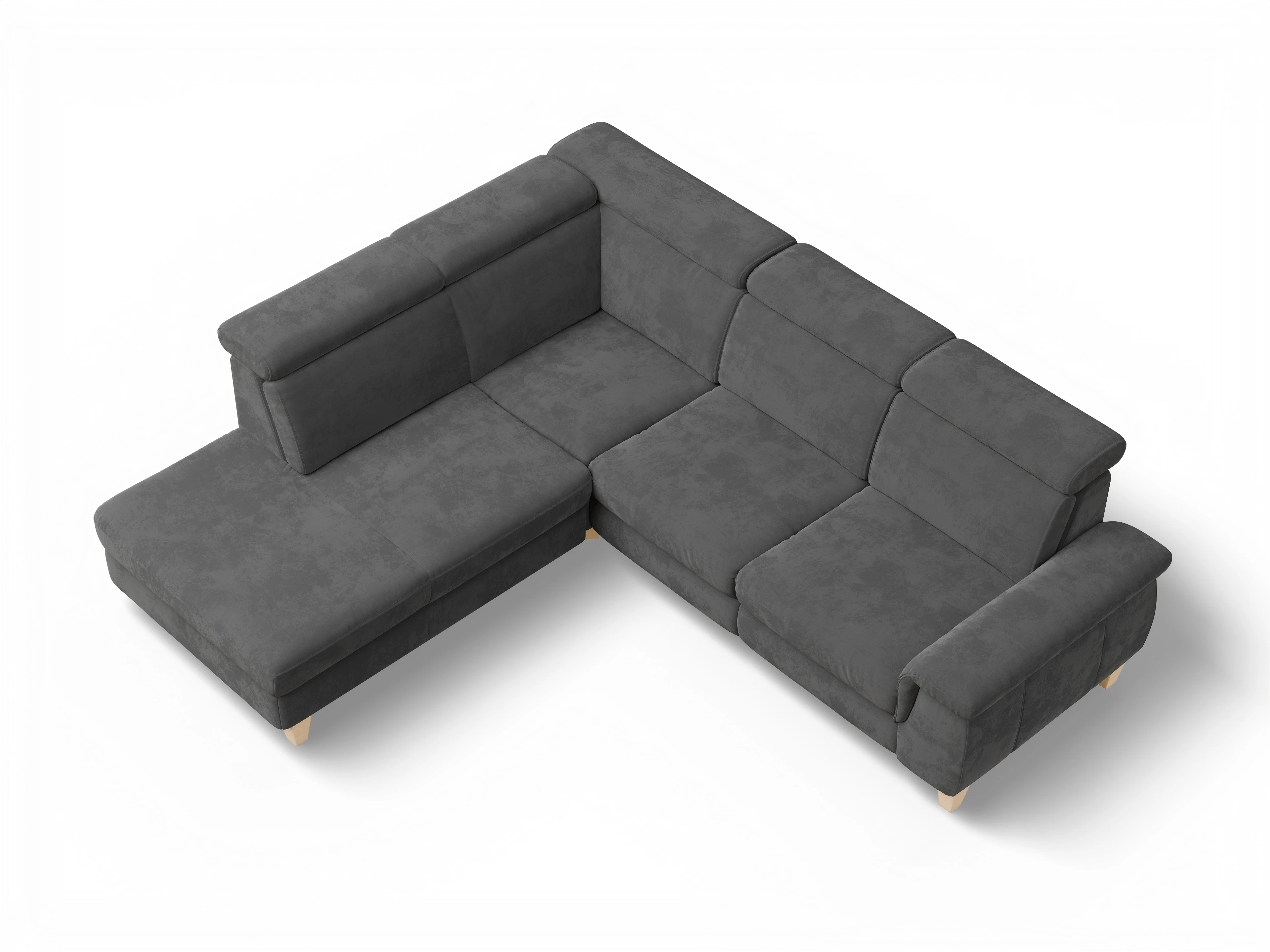 Ansicht des Produktes München Ecksofa links mit Armlehne in Stoff Grau