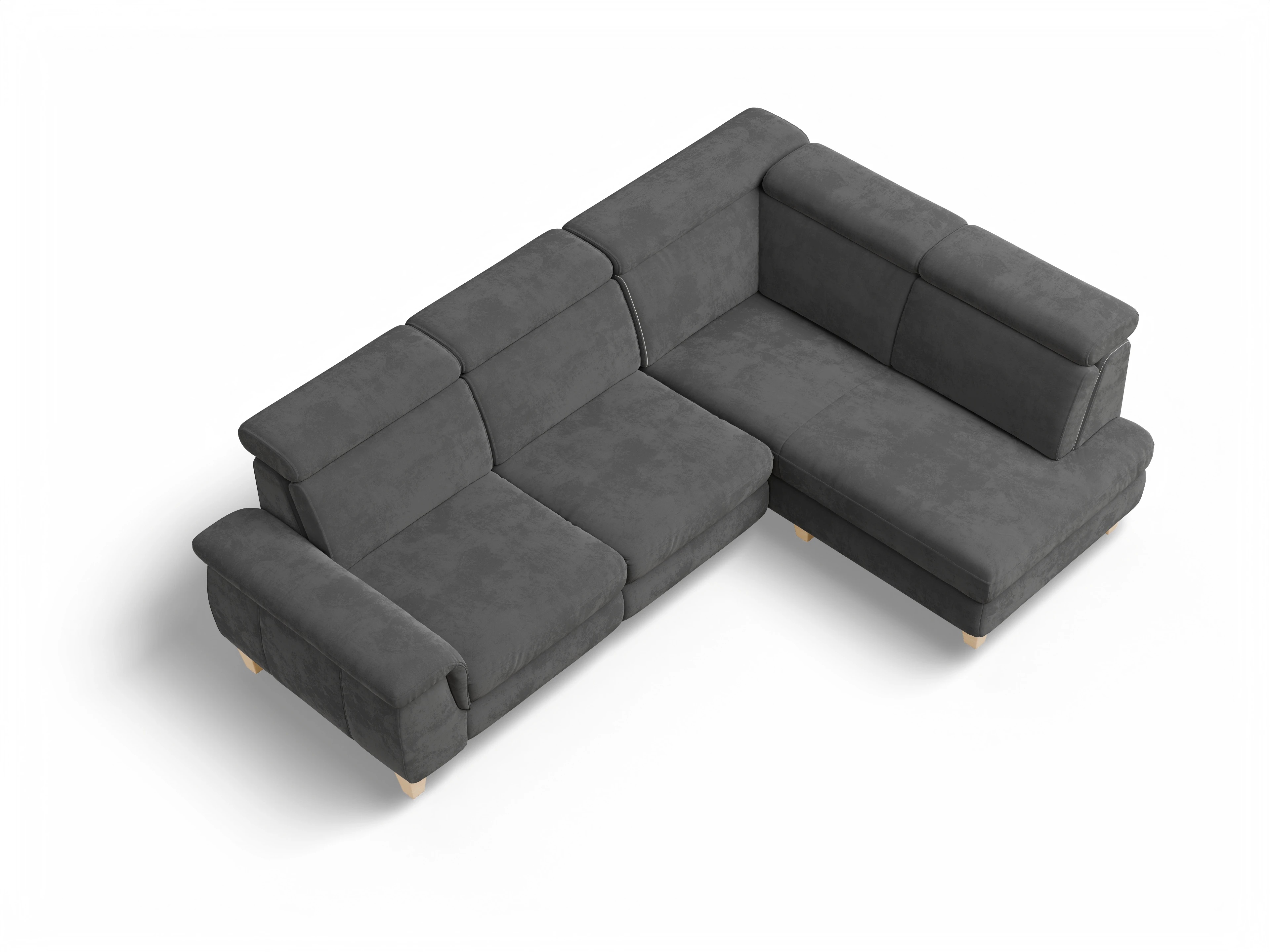 München KO Medium R Ansicht des Produktes München Ecksofa rechts Abschluss offen in Stoff Grau