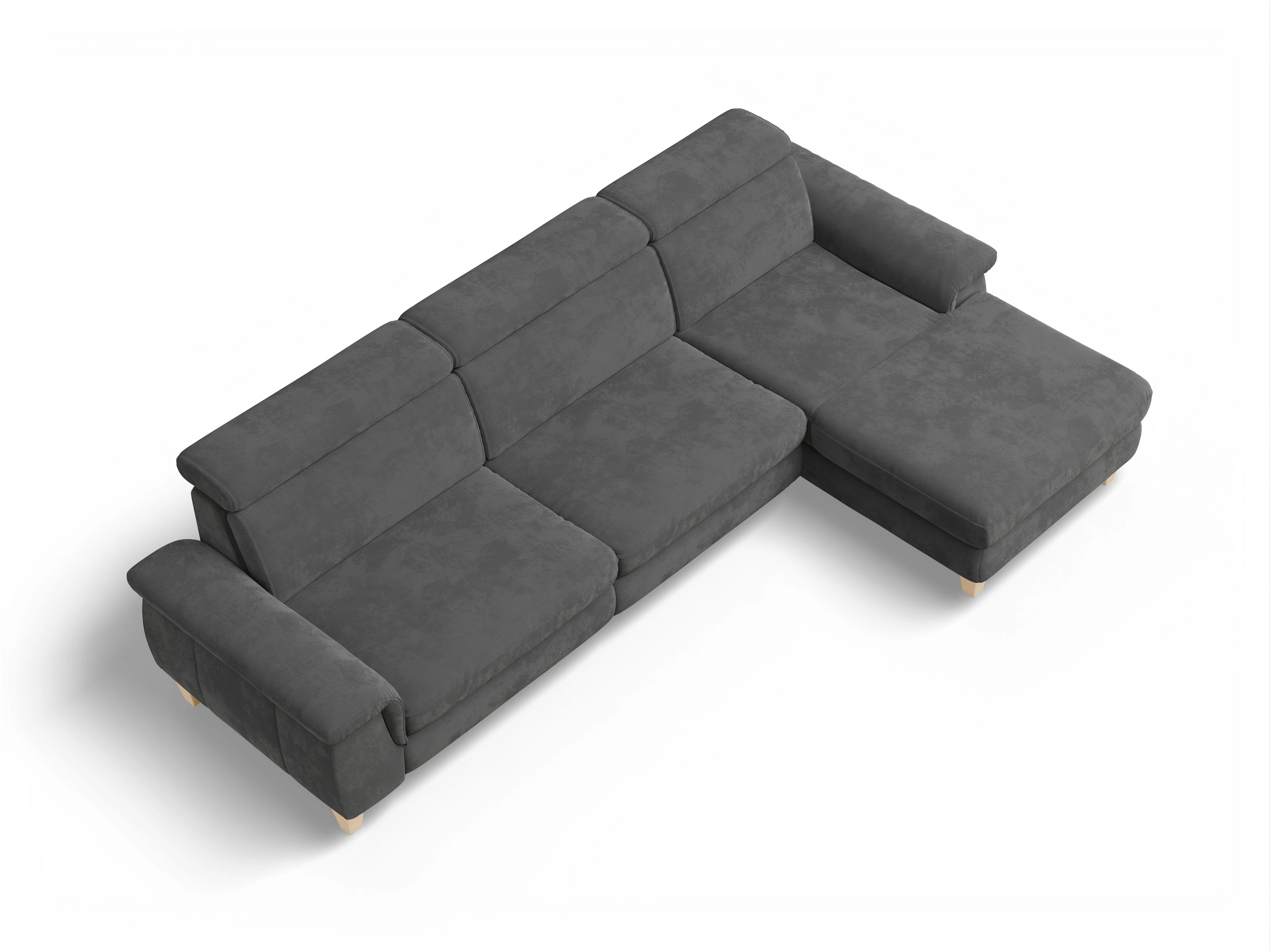 München LO Large R Ansicht des Produktes München Ecksofa rechts Abschluss offen in Stoff Grau