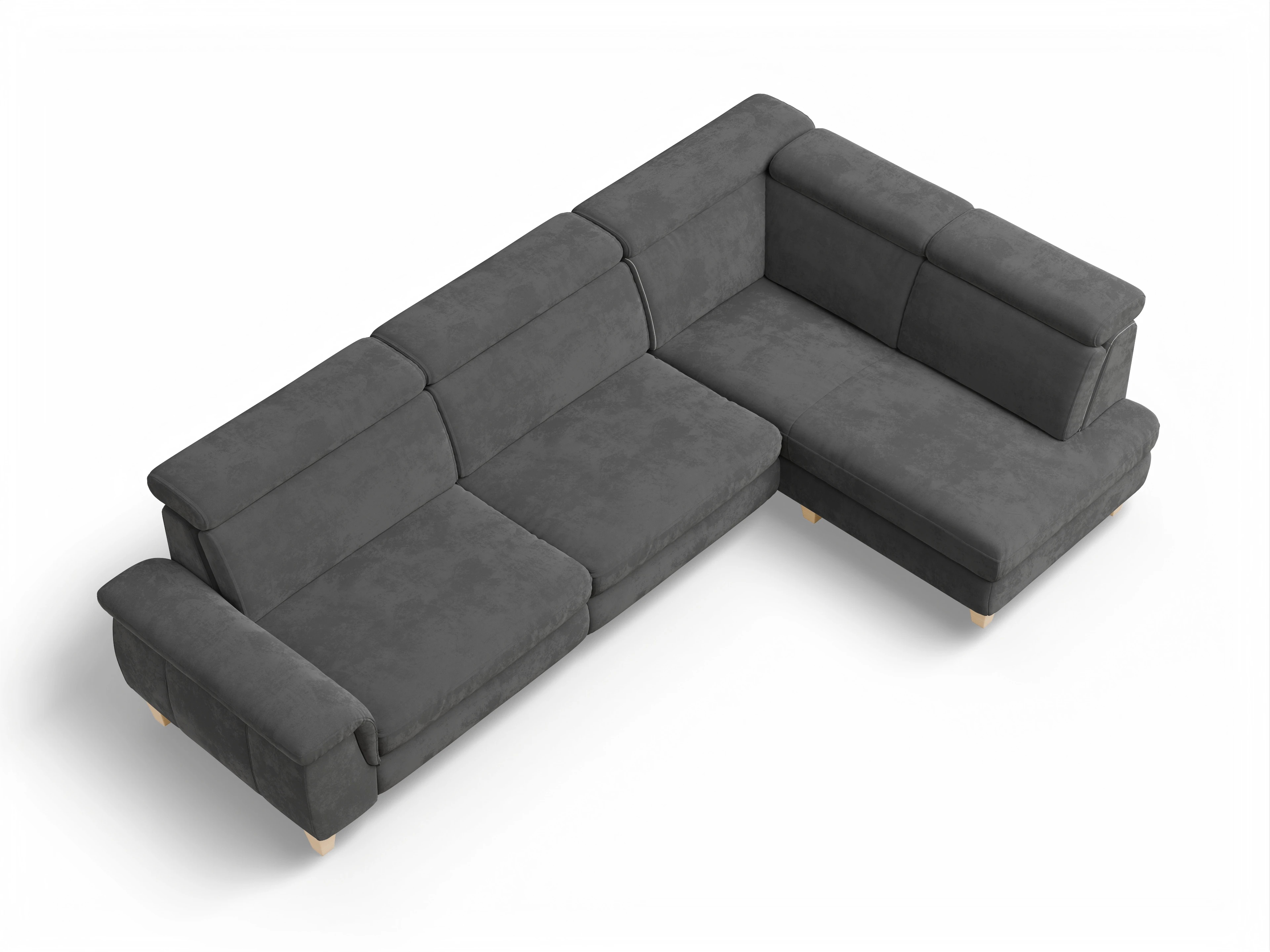 Ansicht des Produktes München Ecksofa rechts Abschluss offen in Stoff Grau