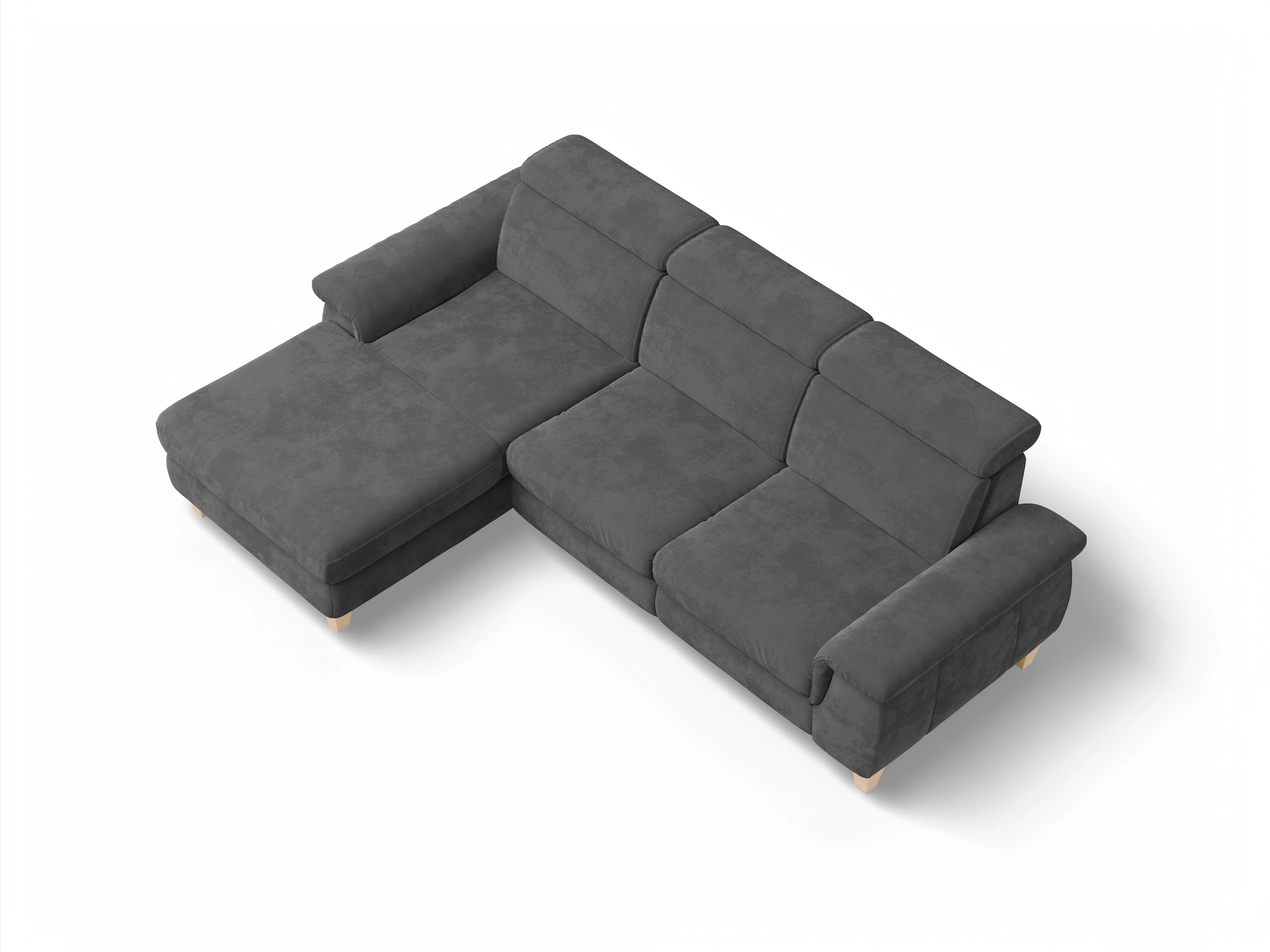 Ansicht des Produktes München Ecksofa links Abschluss offen in Stoff Grau