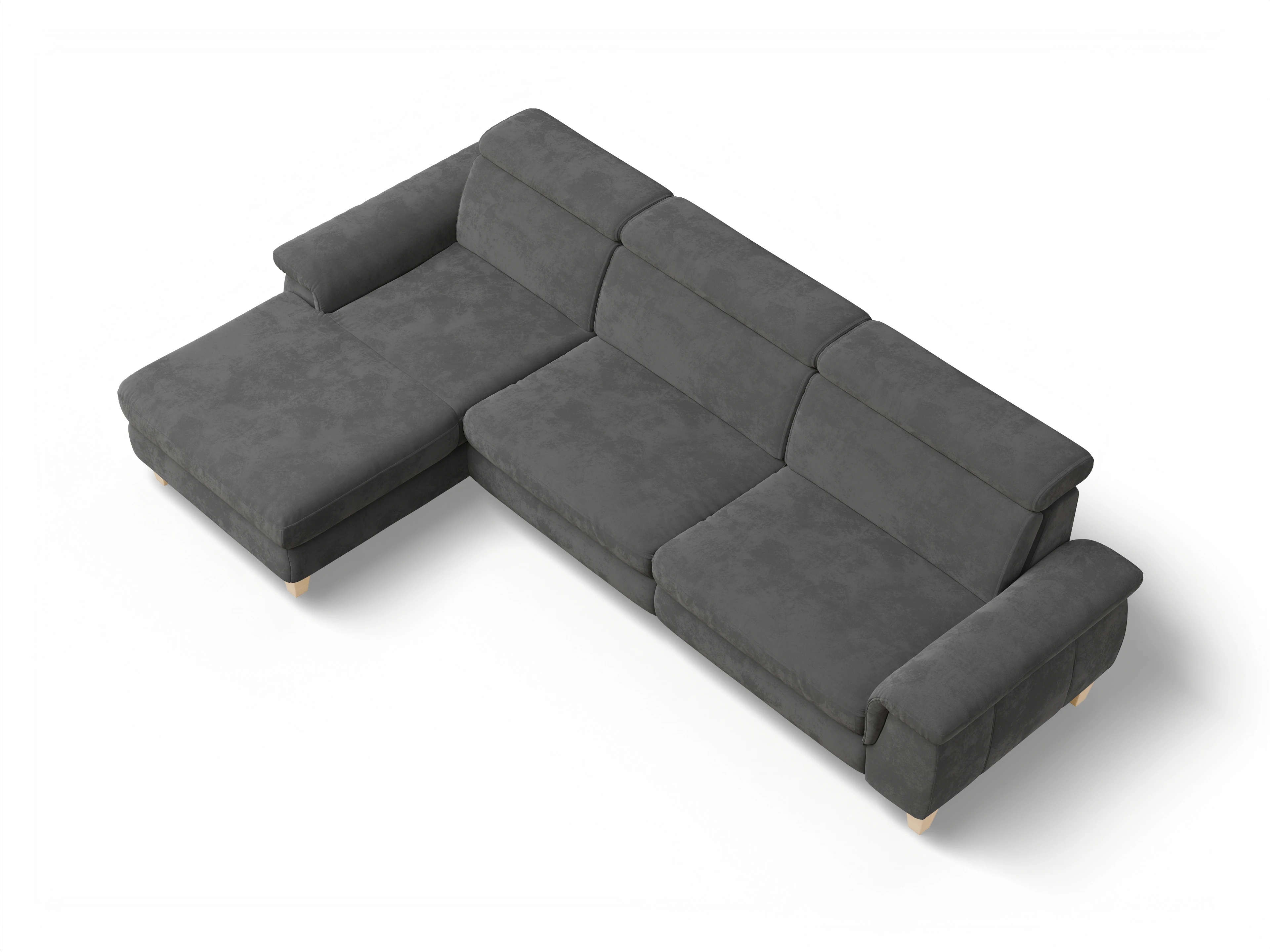Ansicht des Produktes München Ecksofa links Abschluss offen in Stoff Grau