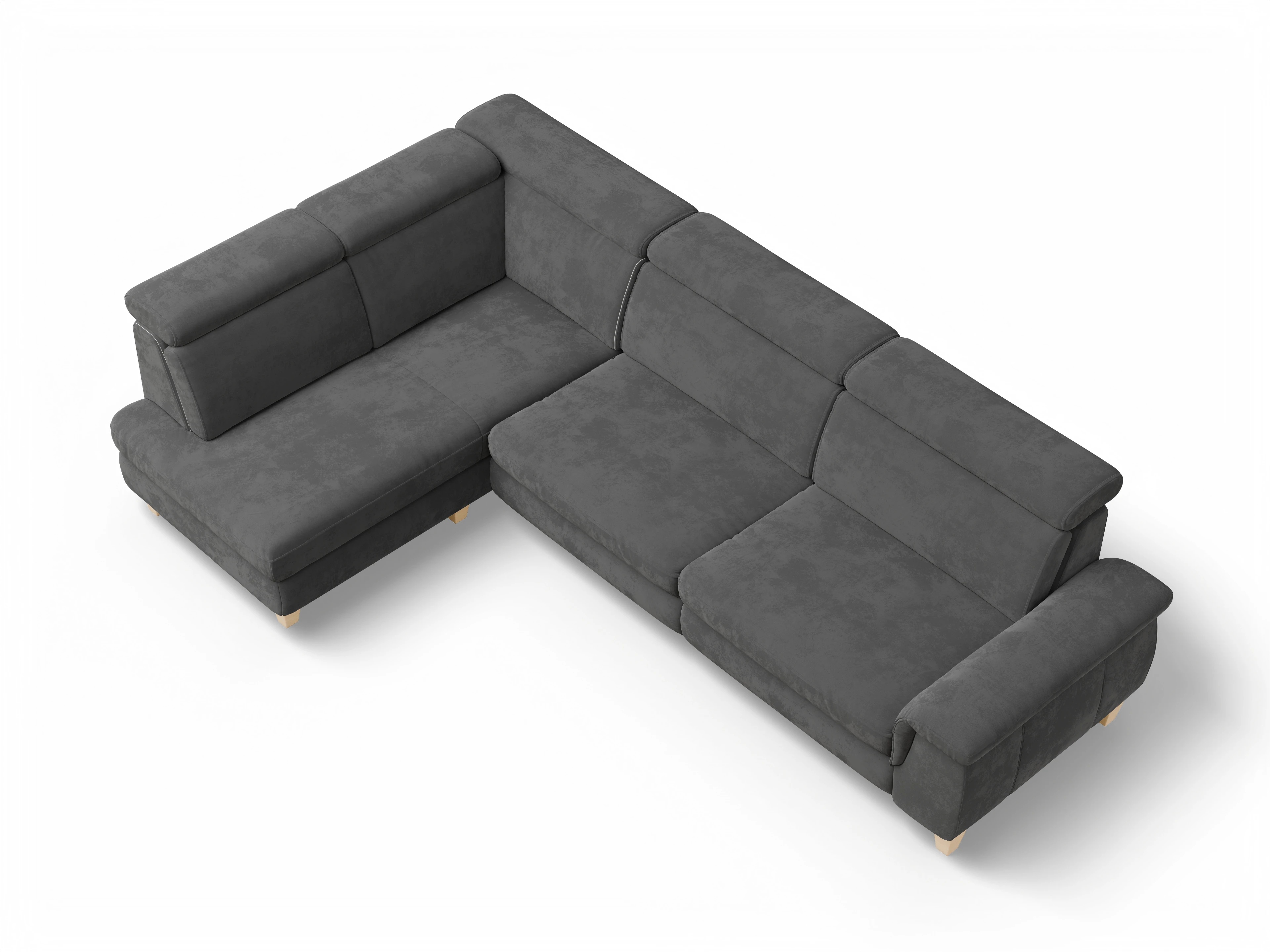 München KO Large L Ansicht des Produktes München Ecksofa links Abschluss offen in Stoff Grau