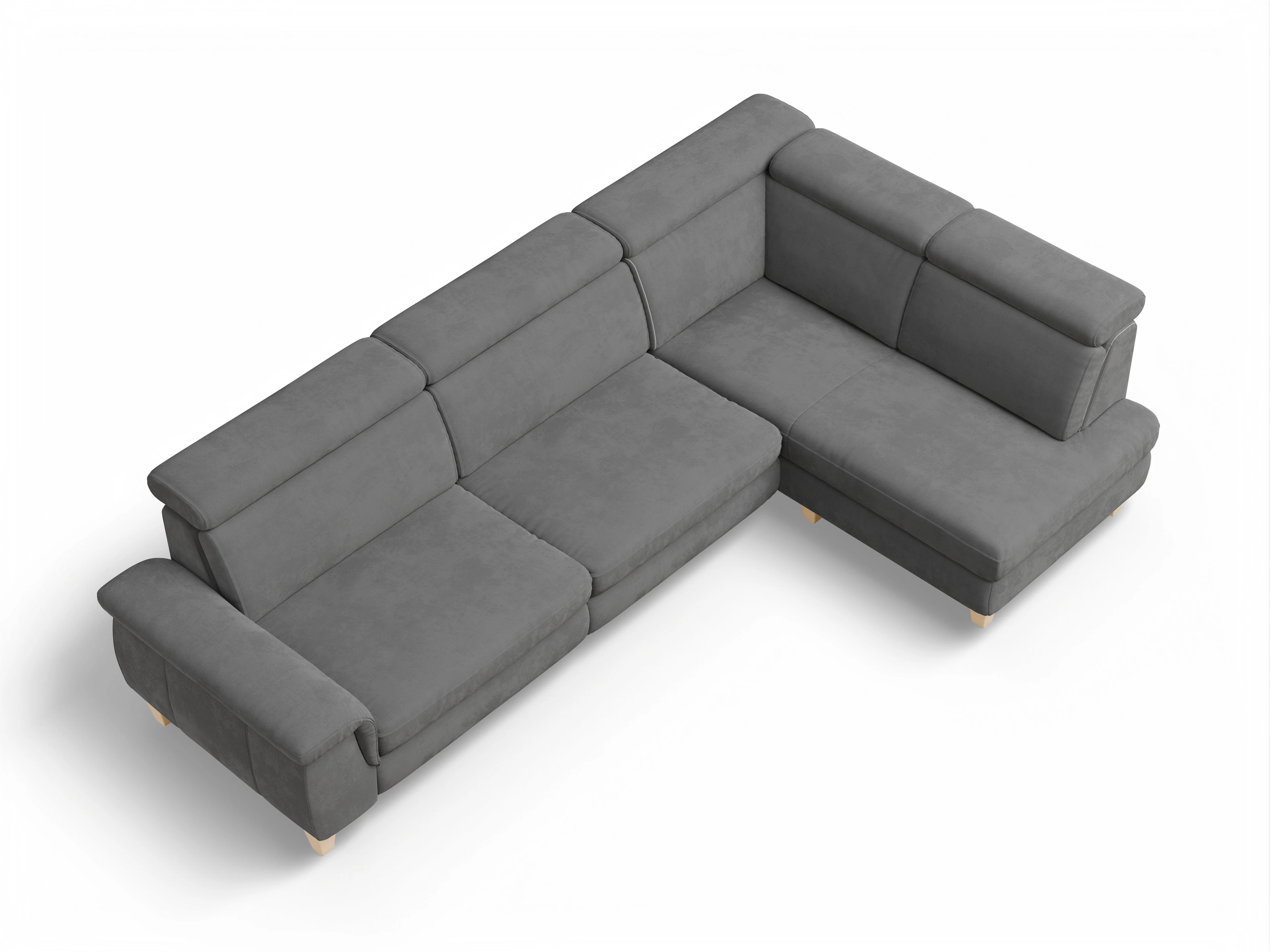 Ansicht des Produktes München Ecksofa rechts Abschluss offen in Stoff Grau