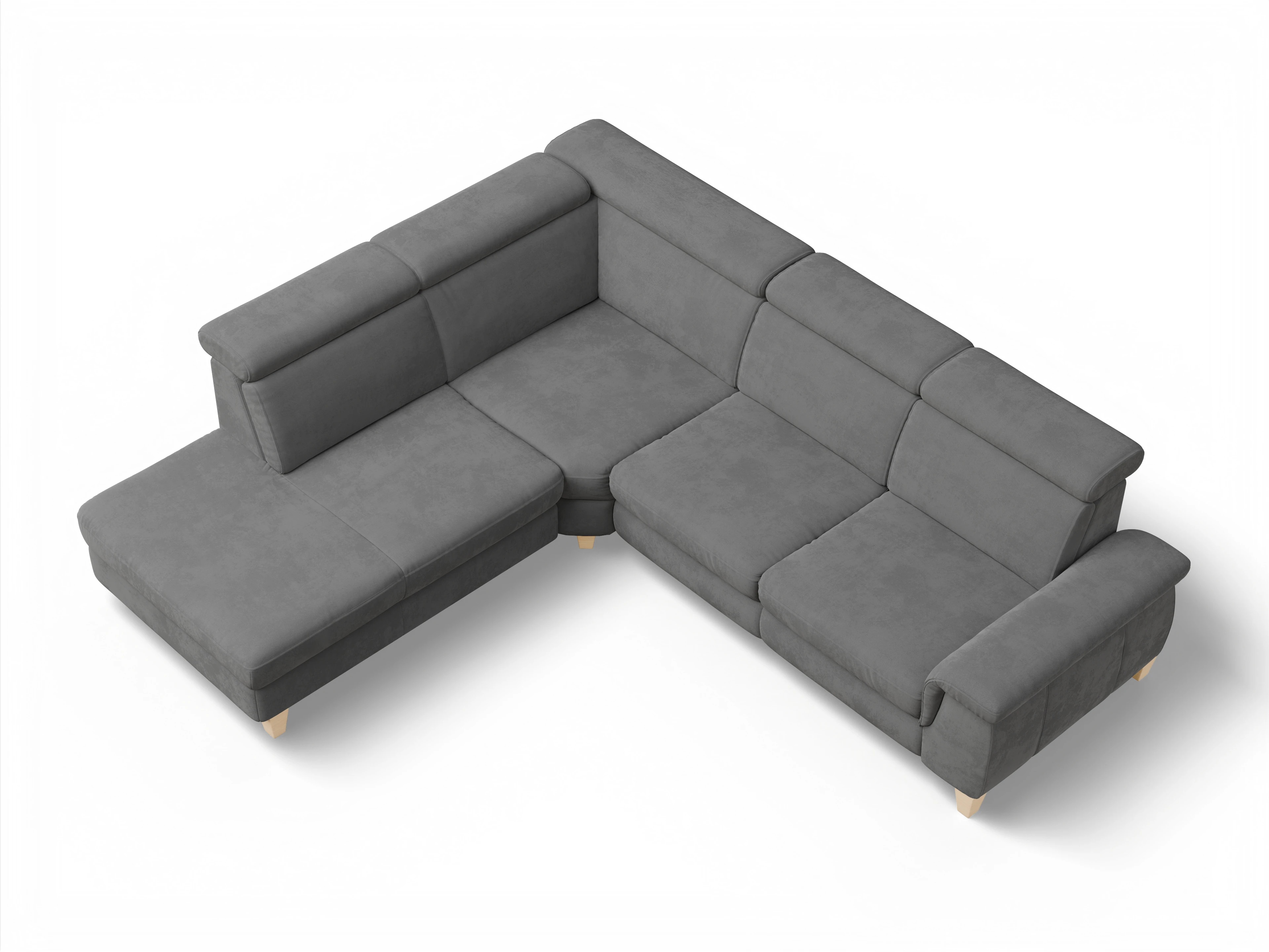 Ansicht des Produktes München Ecksofa links Abschluss offen in Stoff Grau