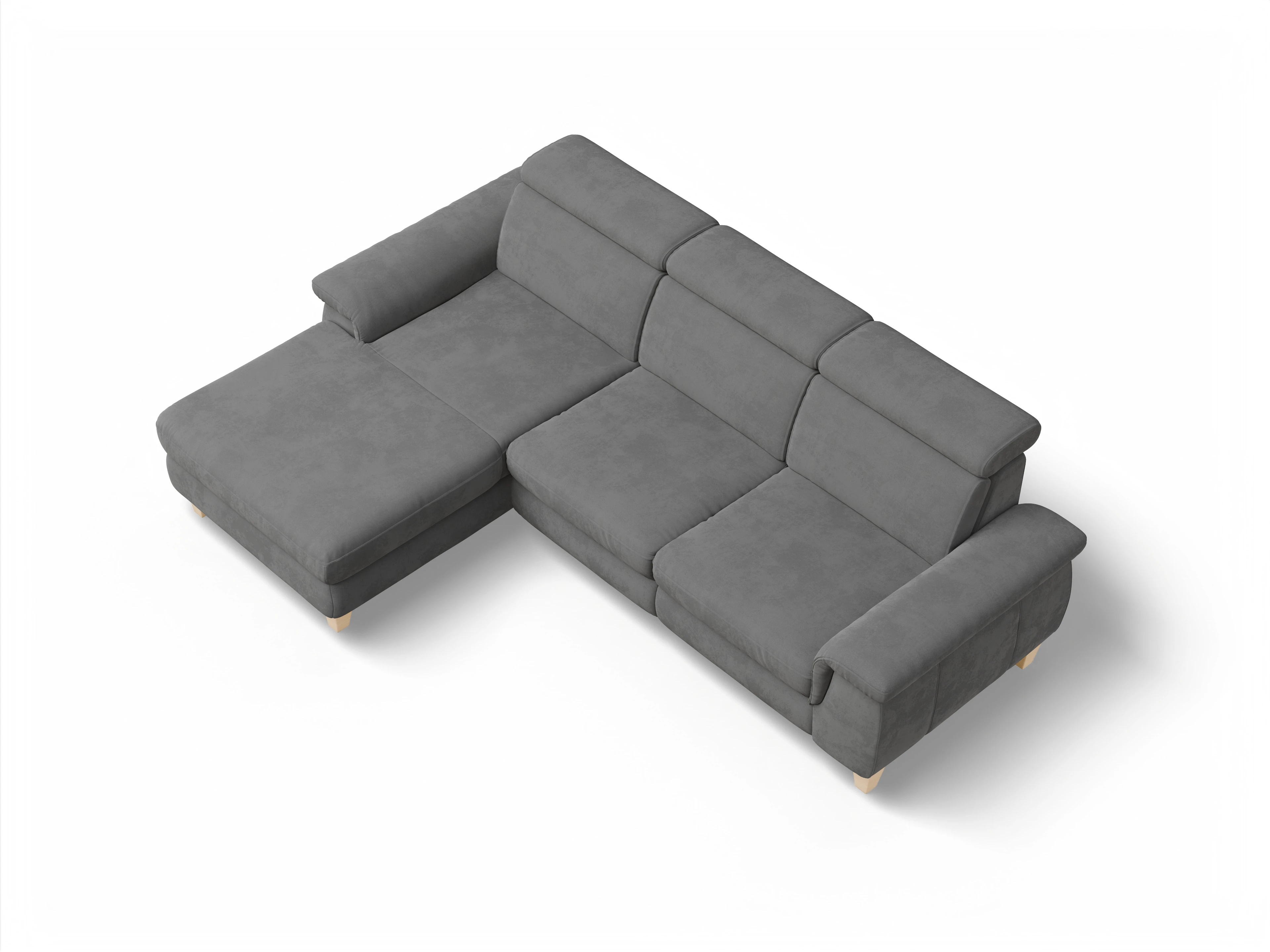Ansicht des Produktes München Ecksofa links Abschluss offen in Stoff Grau