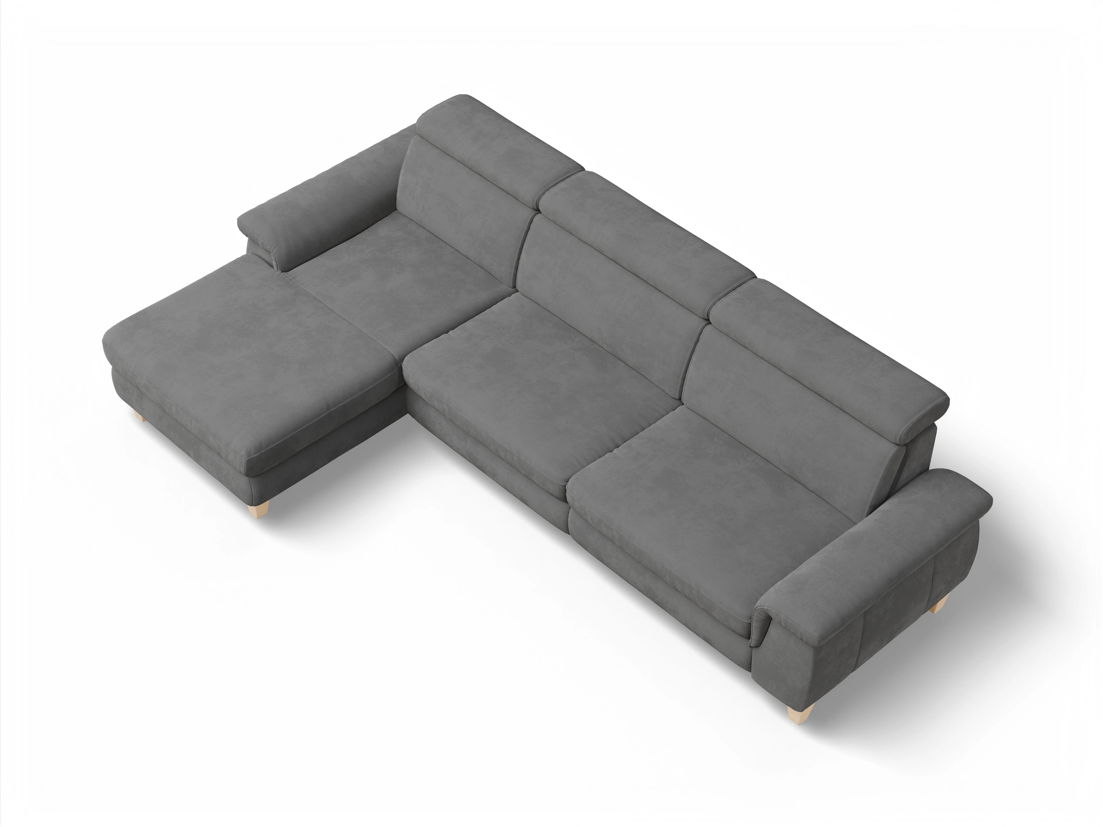 Ansicht des Produktes München Ecksofa links Abschluss offen in Stoff Grau