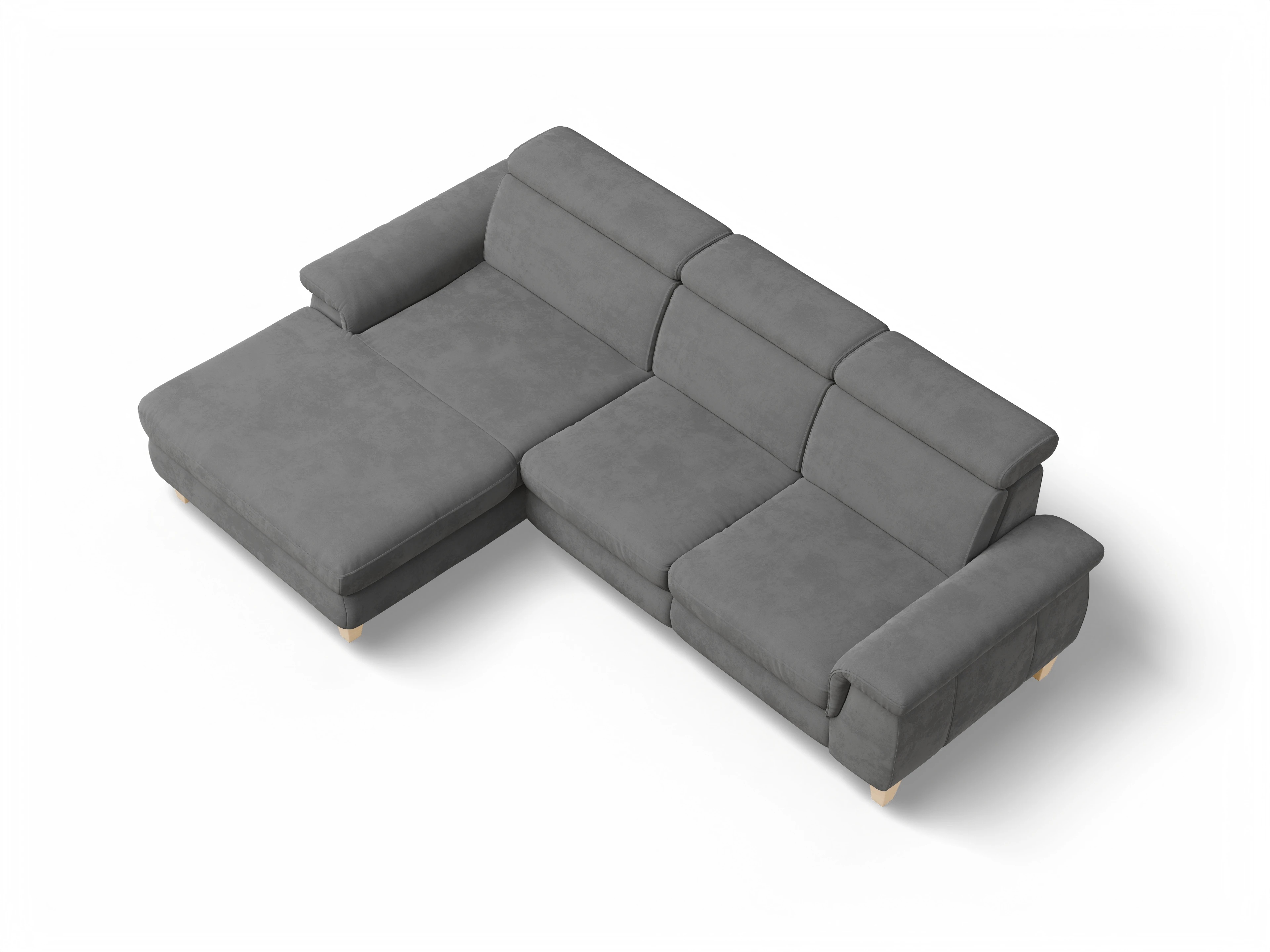 Ansicht des Produktes München Ecksofa links Abschluss offen in Stoff Grau