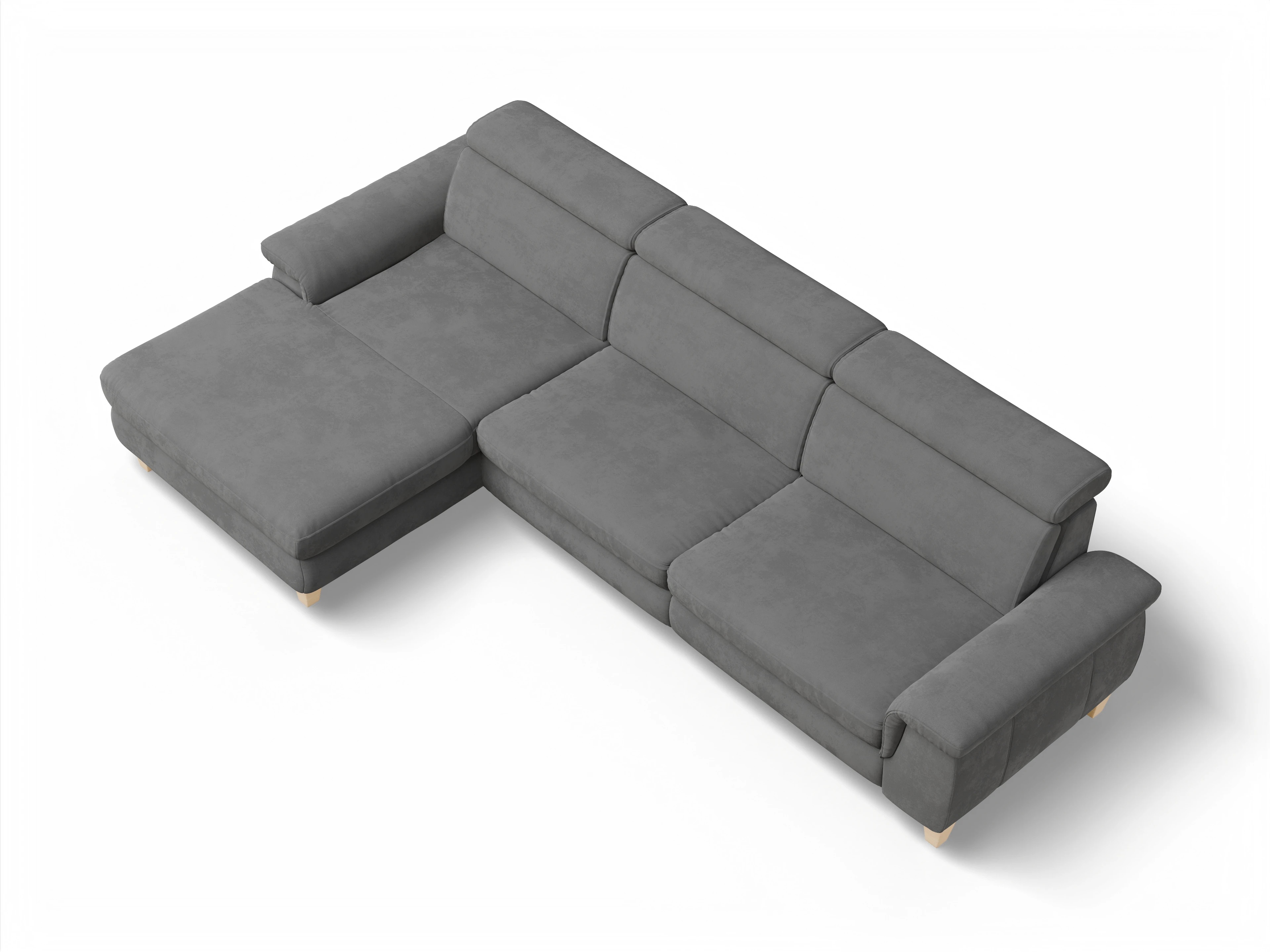 München LOgroß Large L Ansicht des Produktes München Ecksofa links Abschluss offen in Stoff Grau