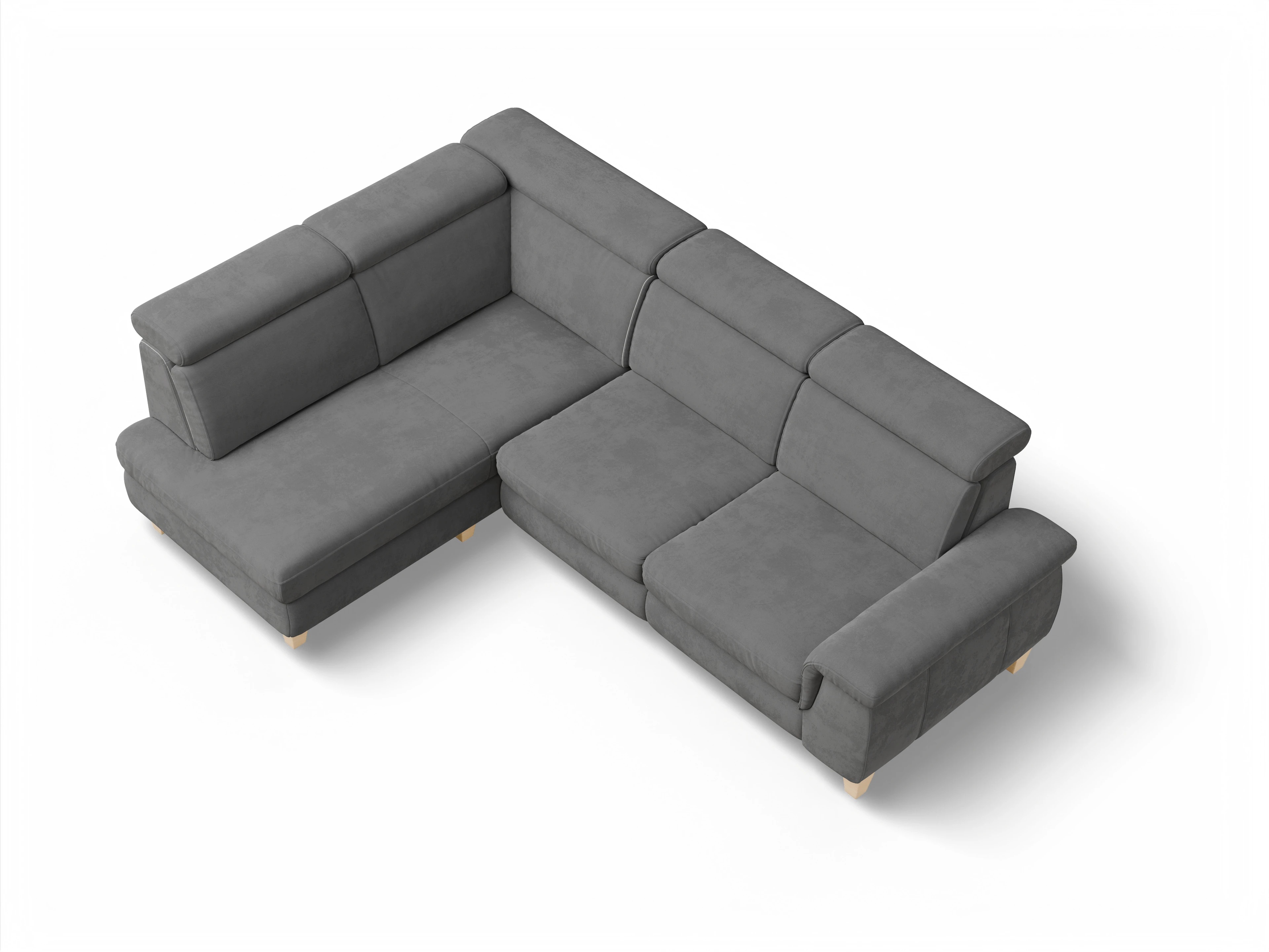 München KO Medium L Ansicht des Produktes München Ecksofa links Abschluss offen in Stoff Grau