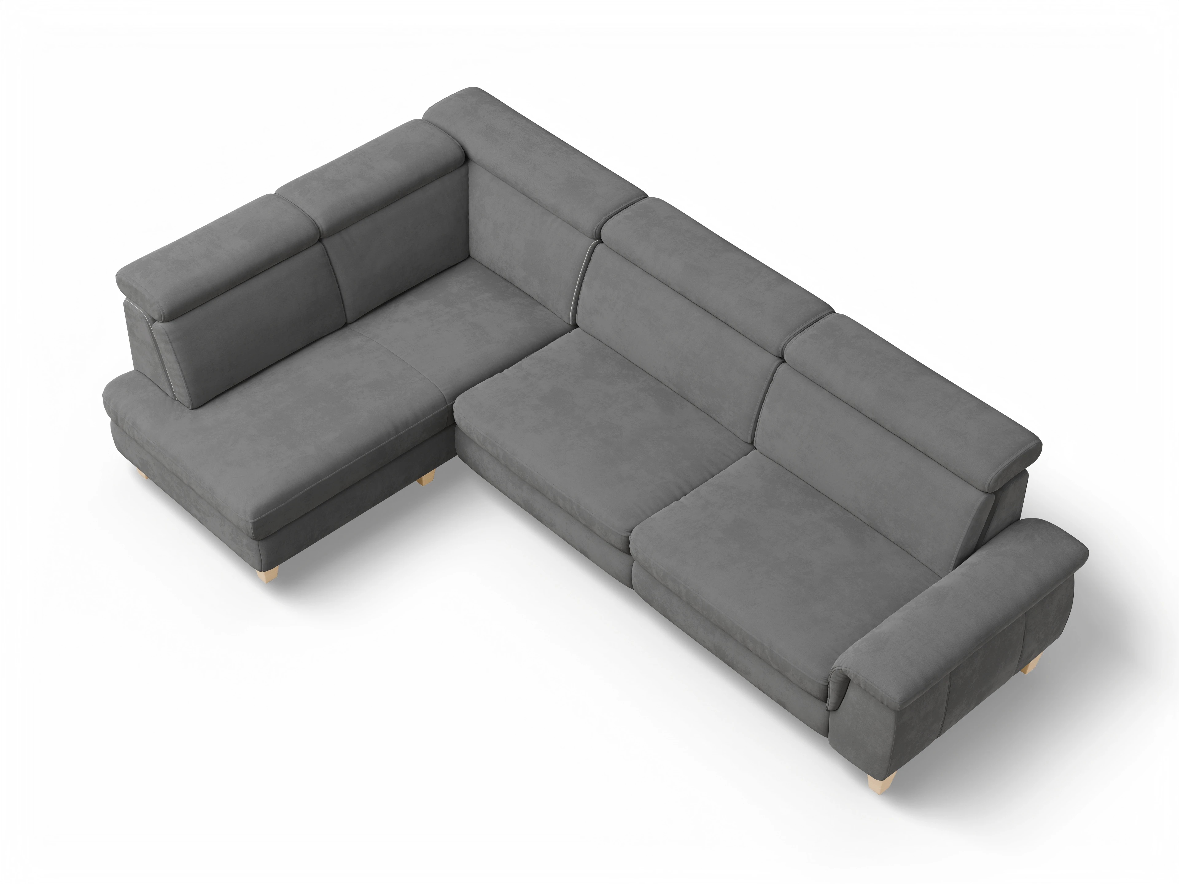 Ansicht des Produktes München Ecksofa links Abschluss offen in Stoff Grau