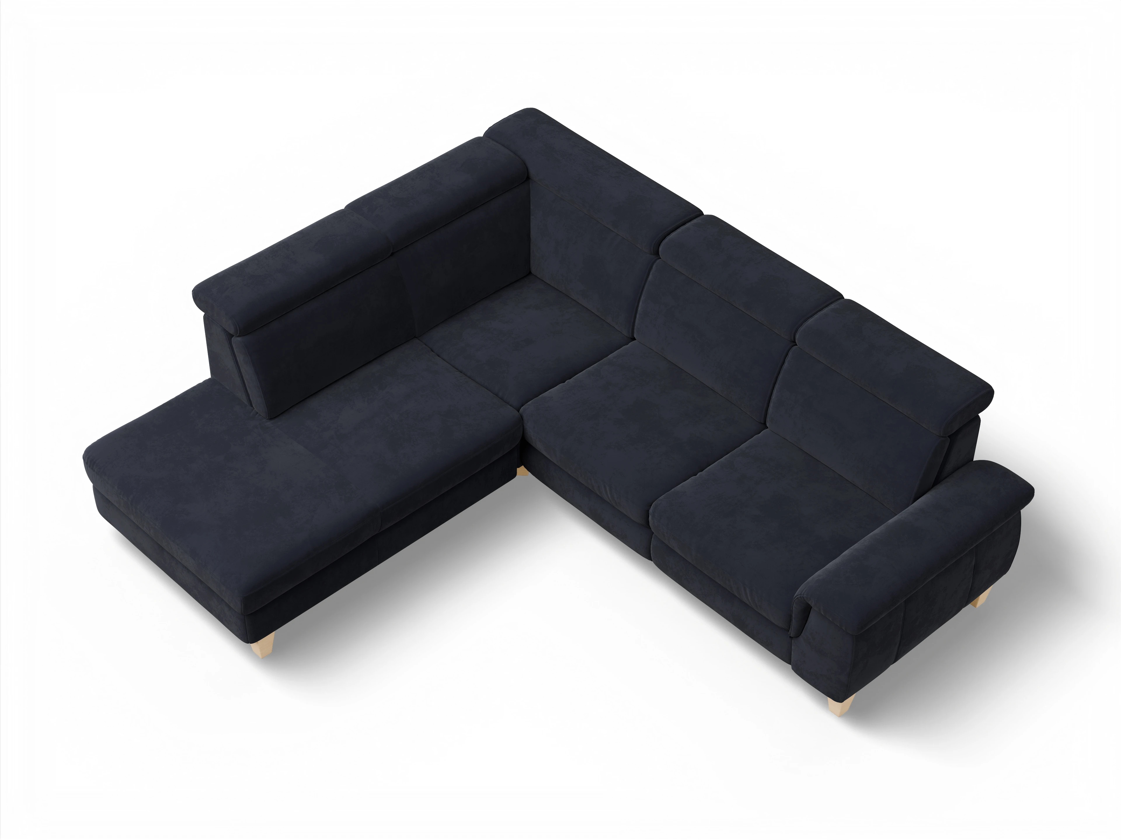 München 1AH WEkl Medium L Ansicht des Produktes München Ecksofa links mit Armlehne in Stoff Blau